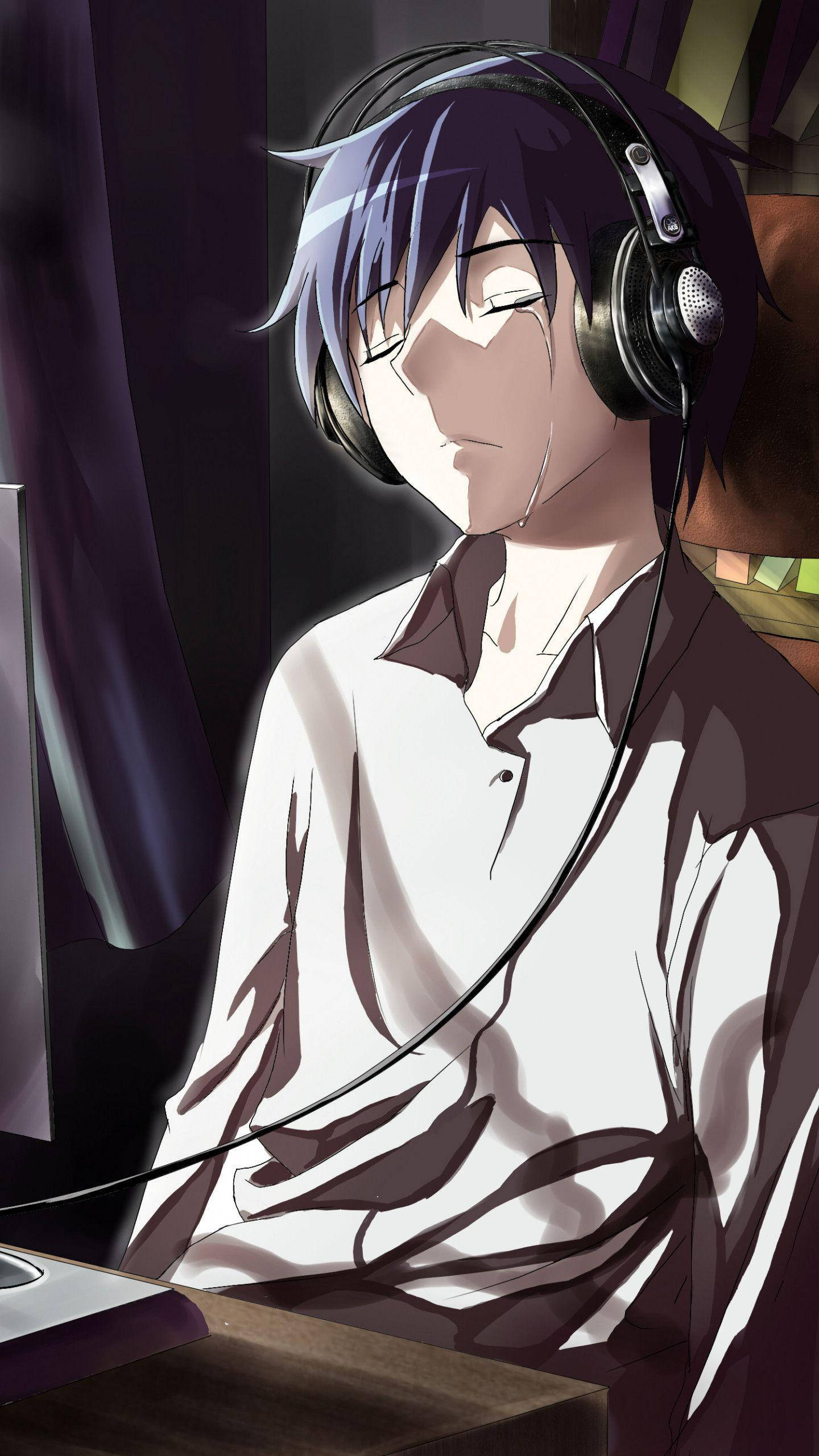 Sød Anime PFP Grædende Fyr Wallpapers