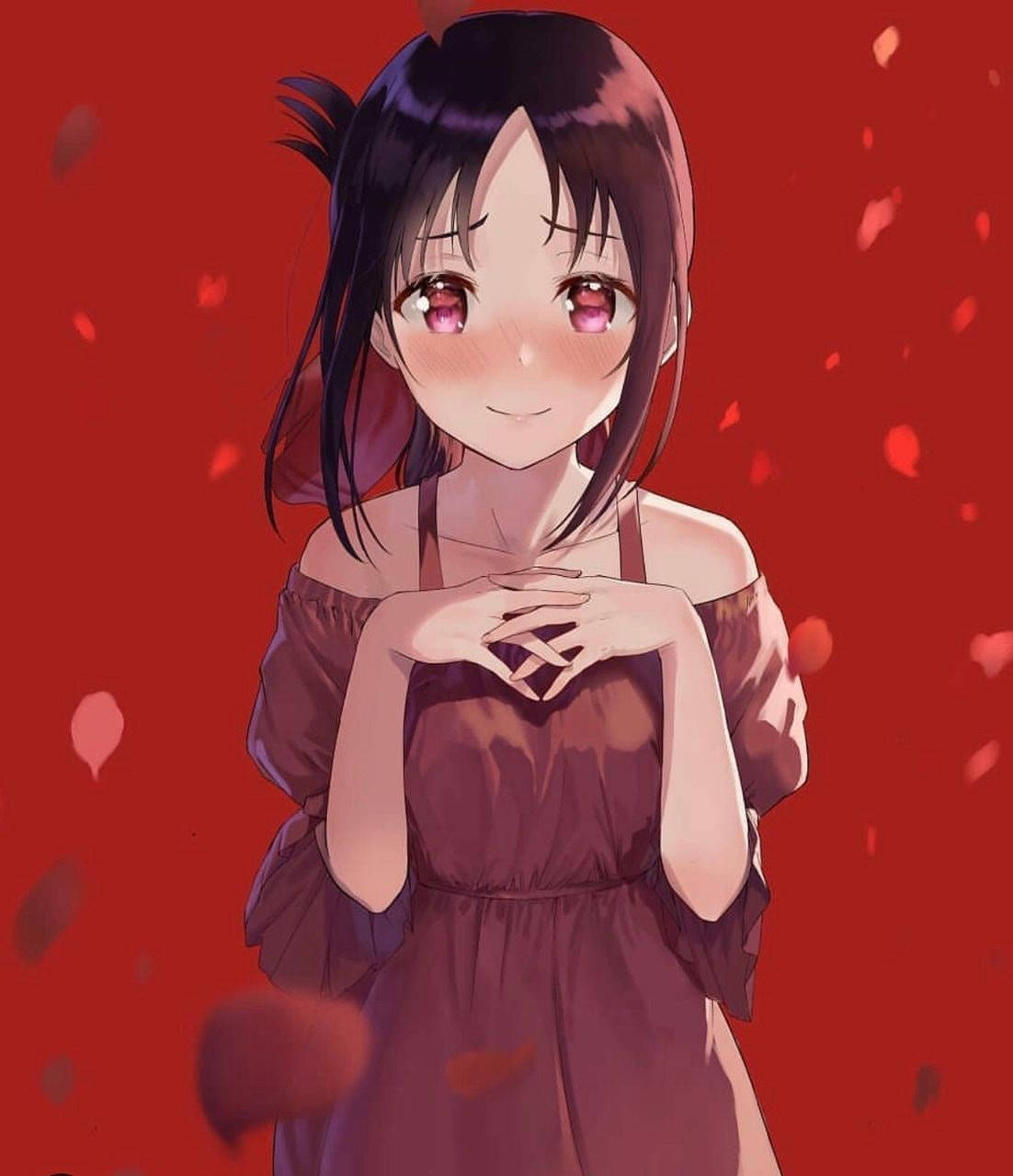 Sød anime-profilbillede med rødmende pige Wallpapers