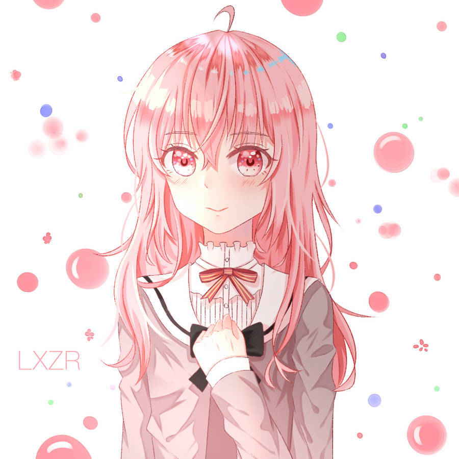 Sød animepige PFP i lyserød æstetik Wallpapers