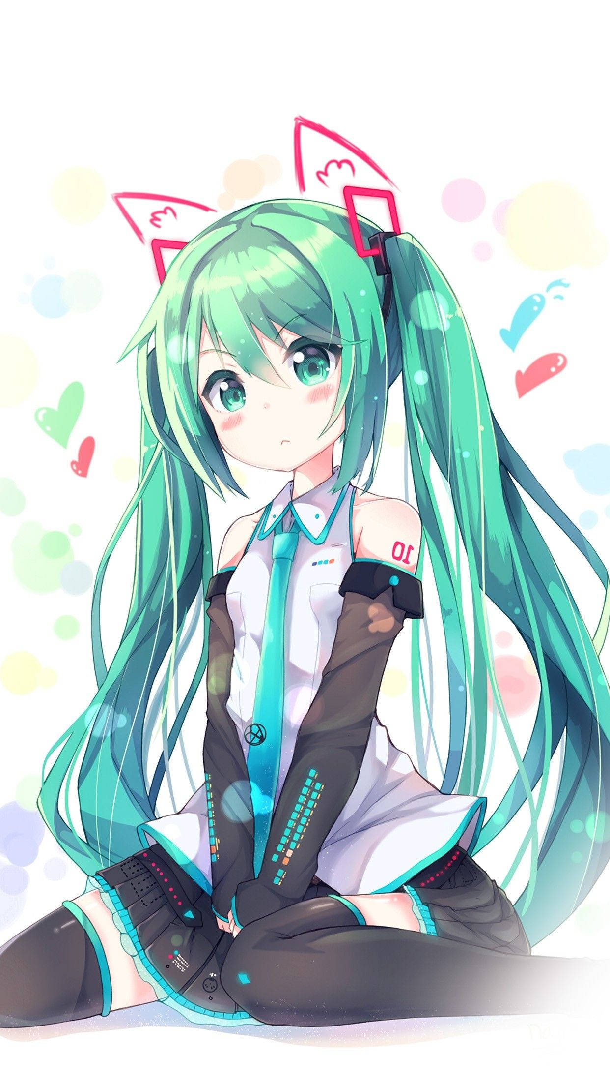 Sød animepige på knæ til iPhone Wallpapers