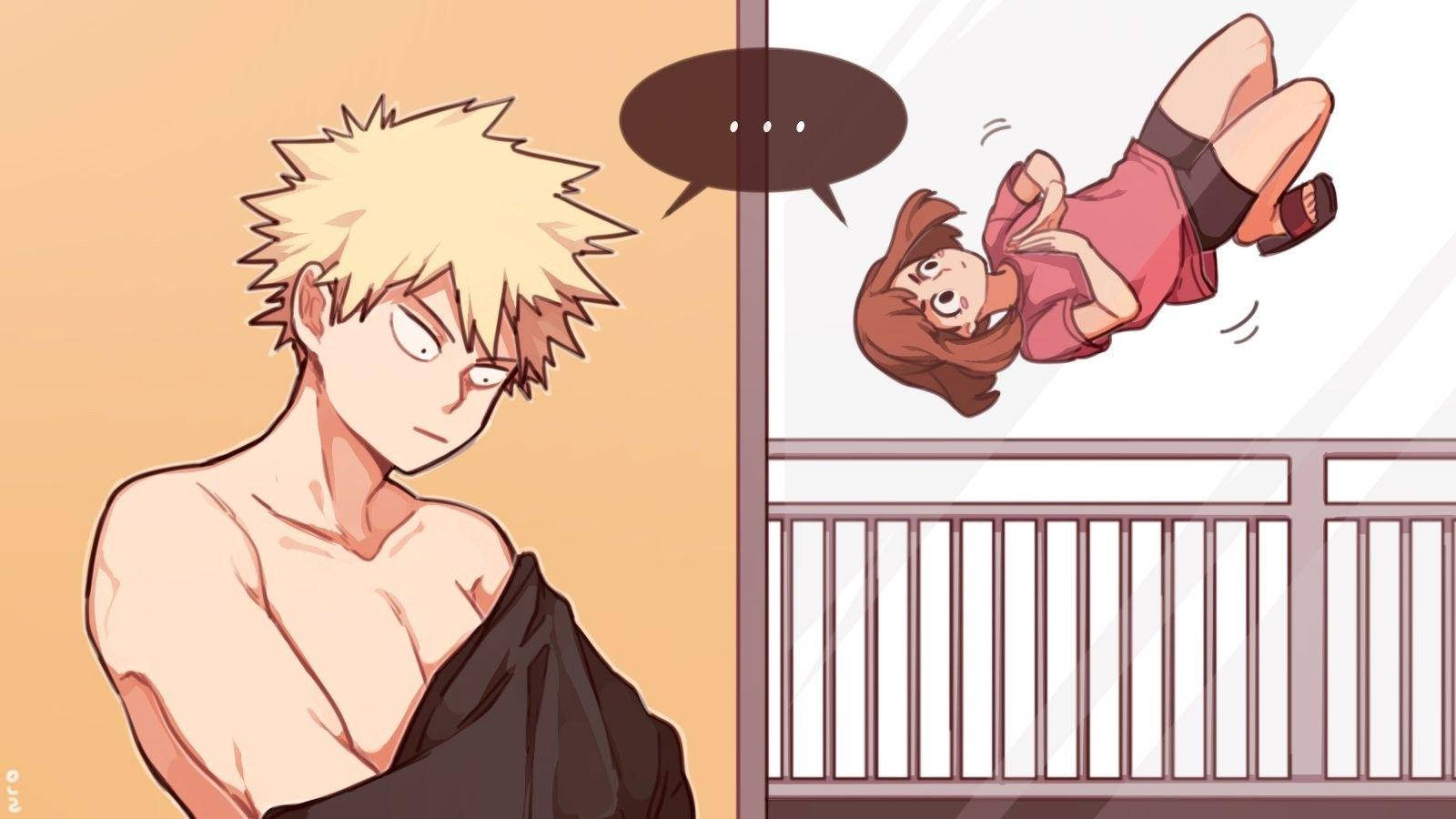 Sød Bakugo Ochako skifter tøj Wallpapers