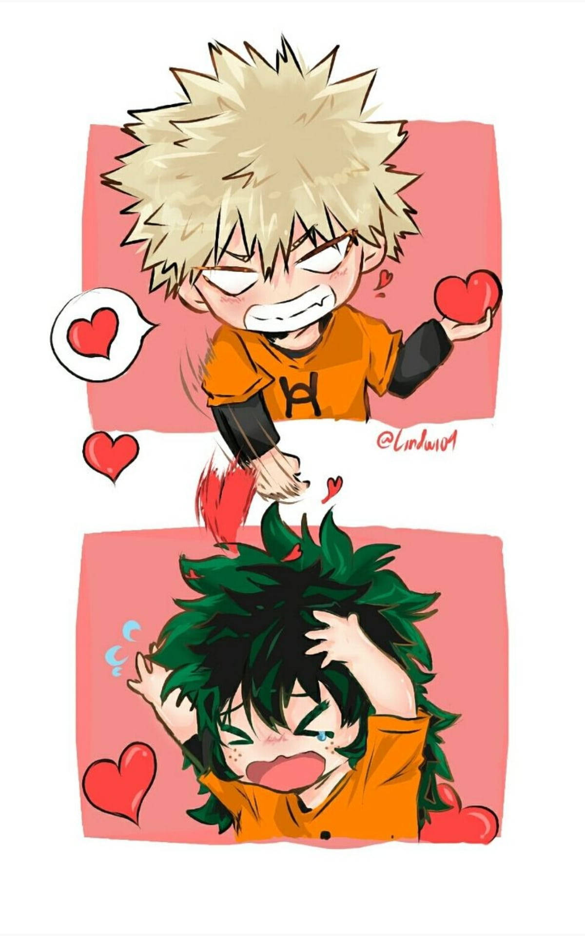 Sød Deku og Bakugou tegneserie Wallpapers