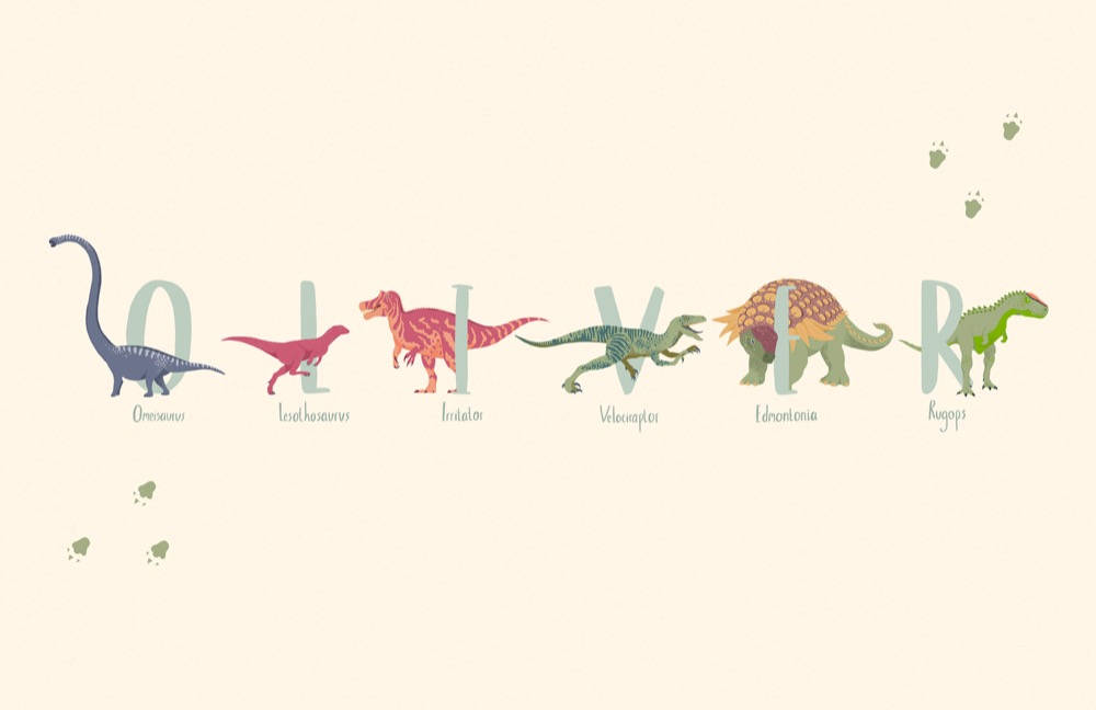 Sød dinosaur, der staver Oliver Wallpapers