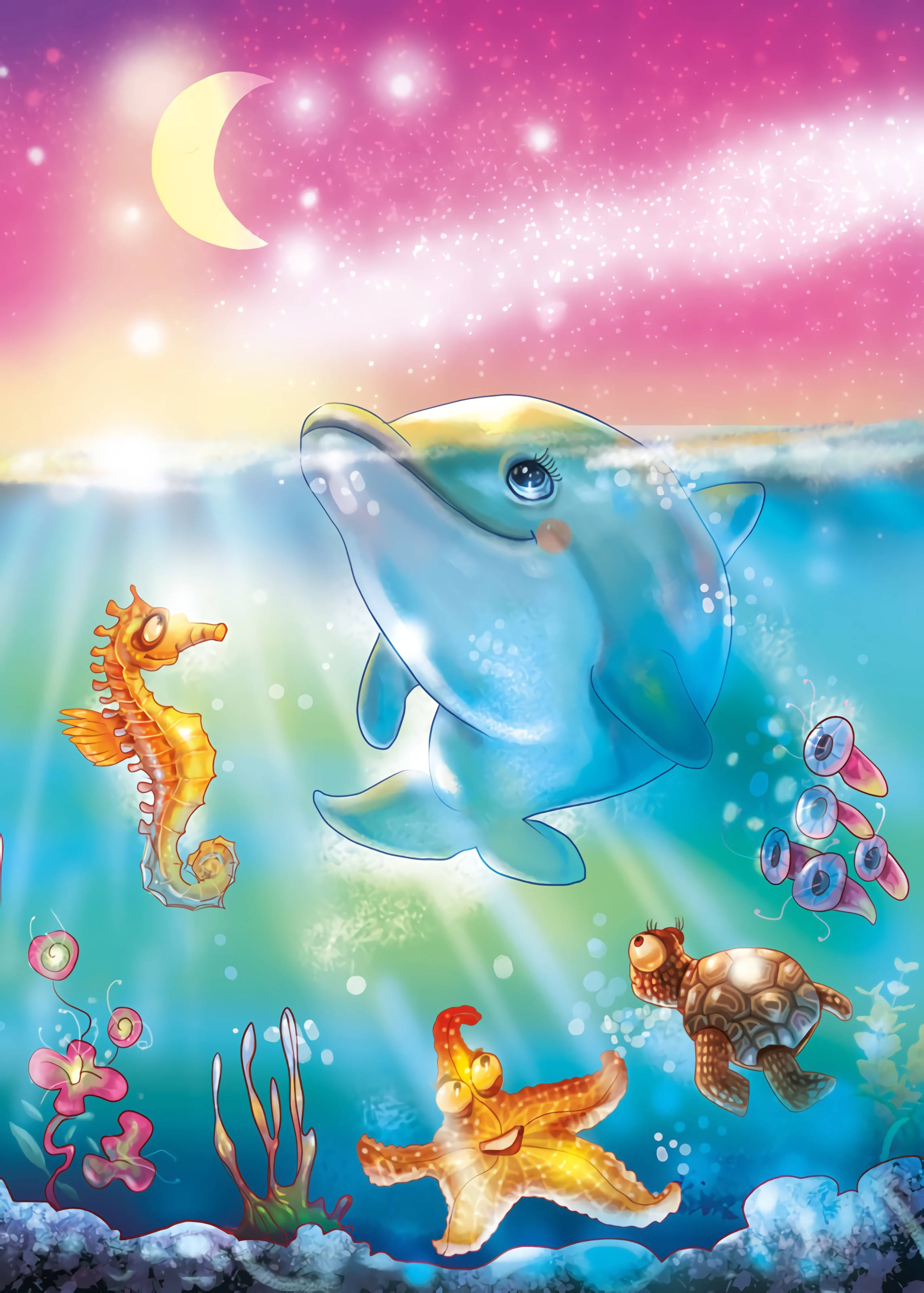Sød farverig delfin Wallpapers