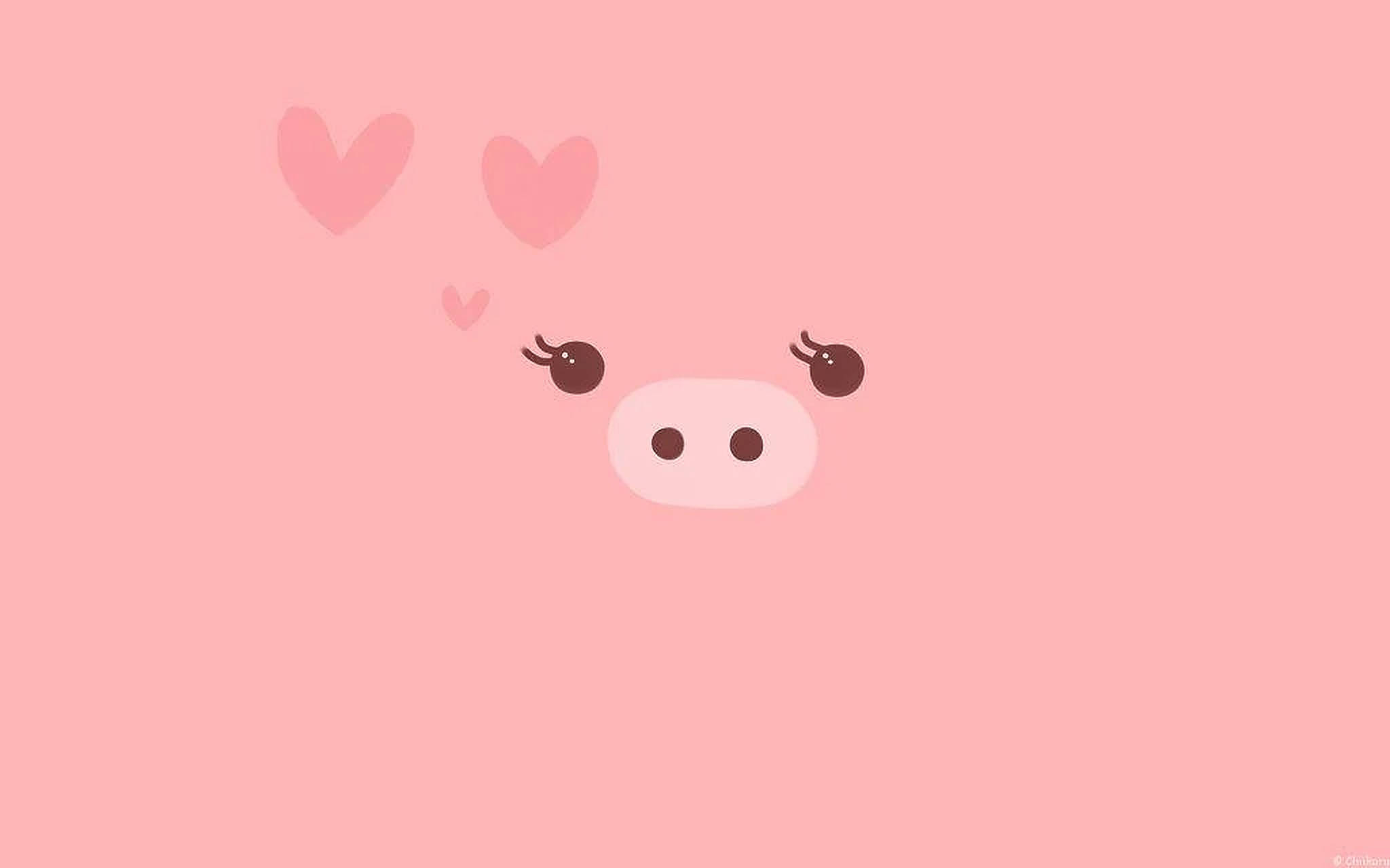 Sød gris lyserøde hjerter Wallpapers