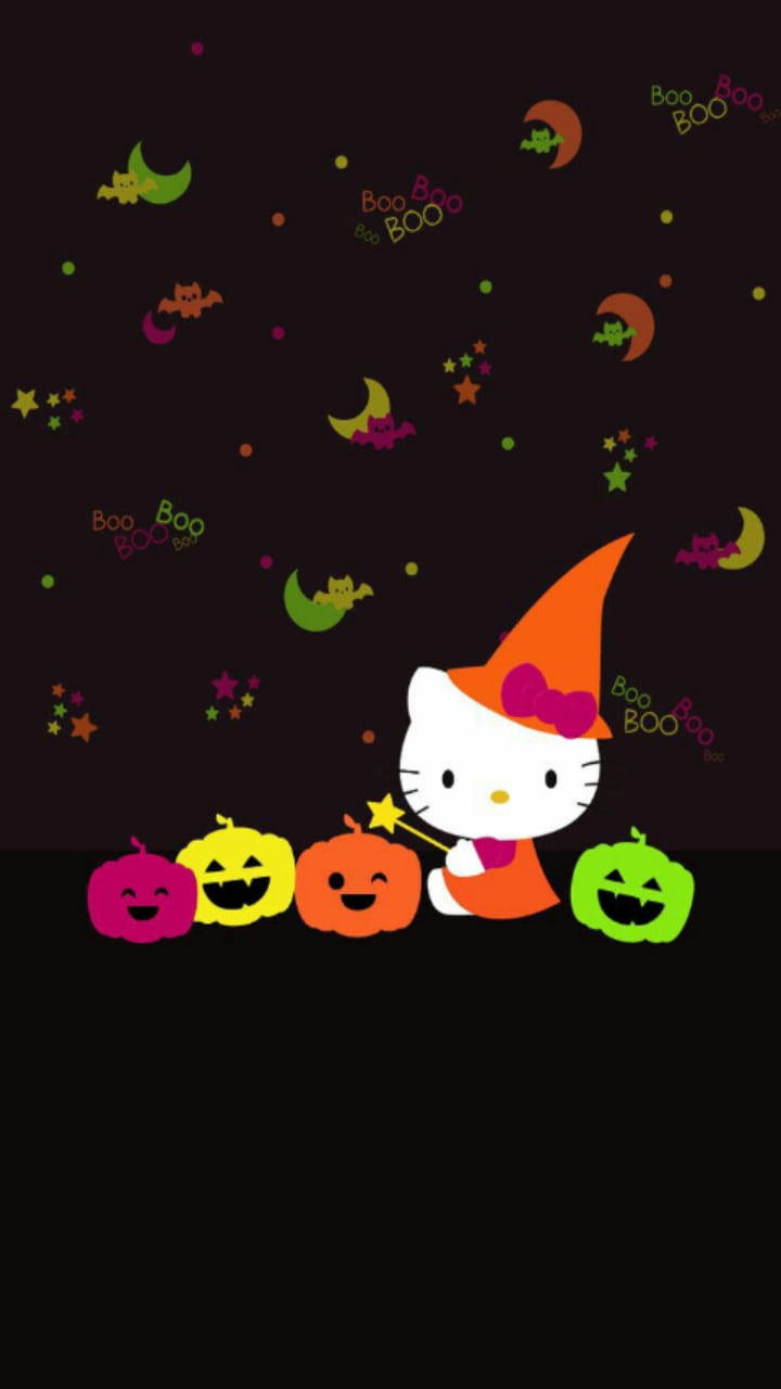 Sød Halloween Sort Hello Kitty Wallpapers