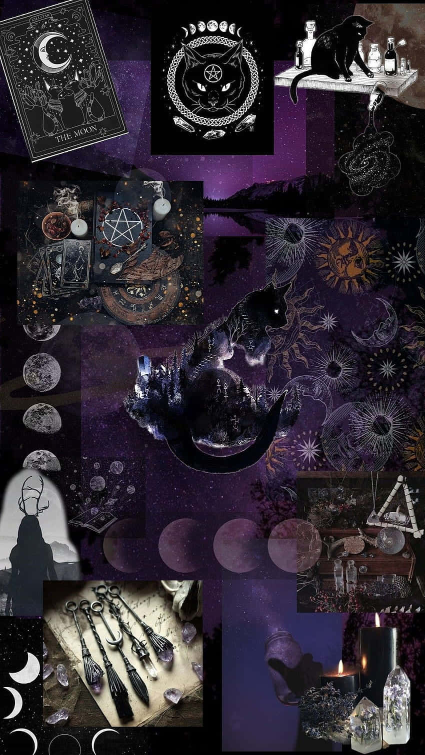 Sød heksecollage af nipsgenstande og ting Wallpapers