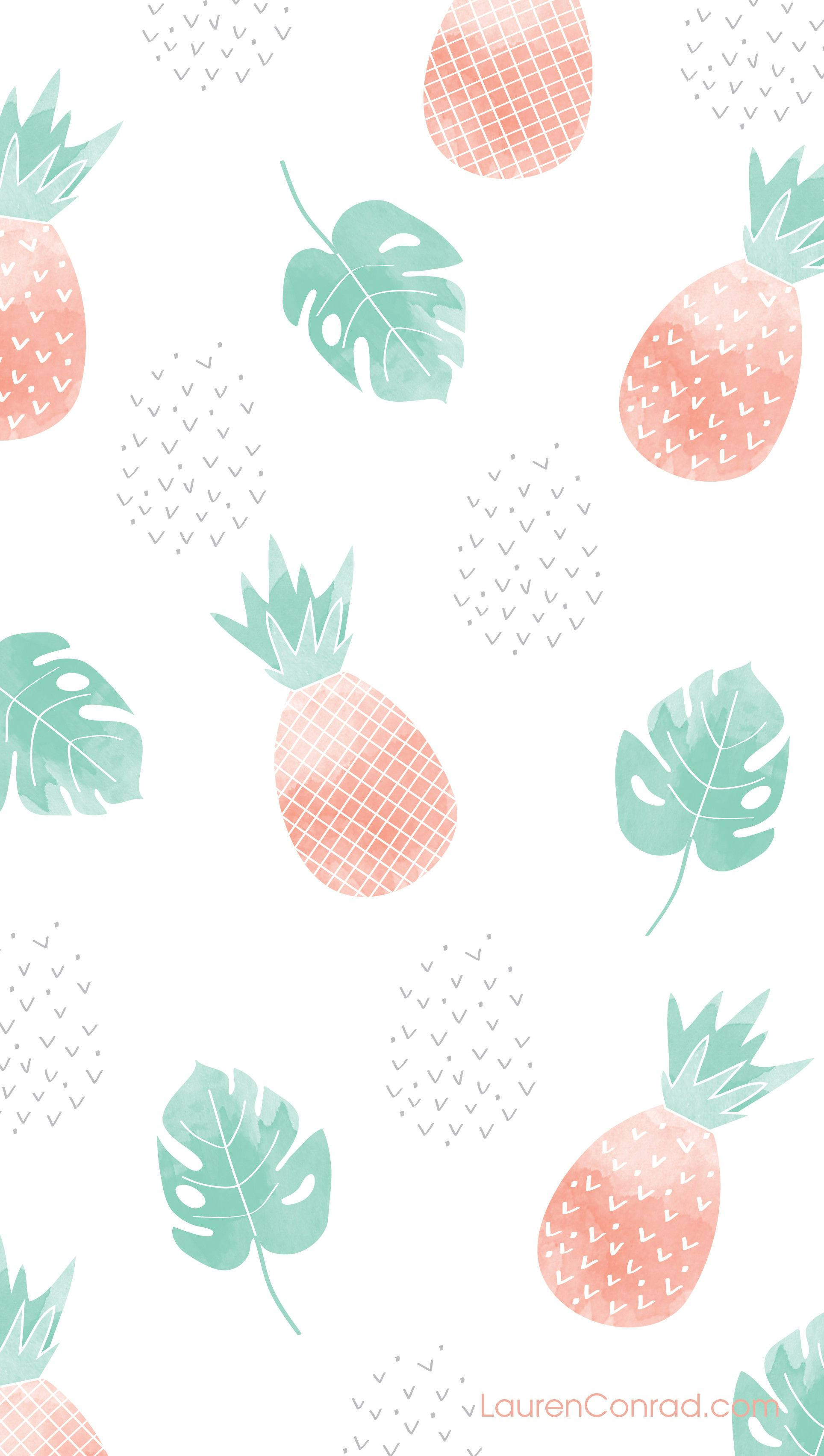 Sød iPhone-baggrund med ananas og blade Wallpapers