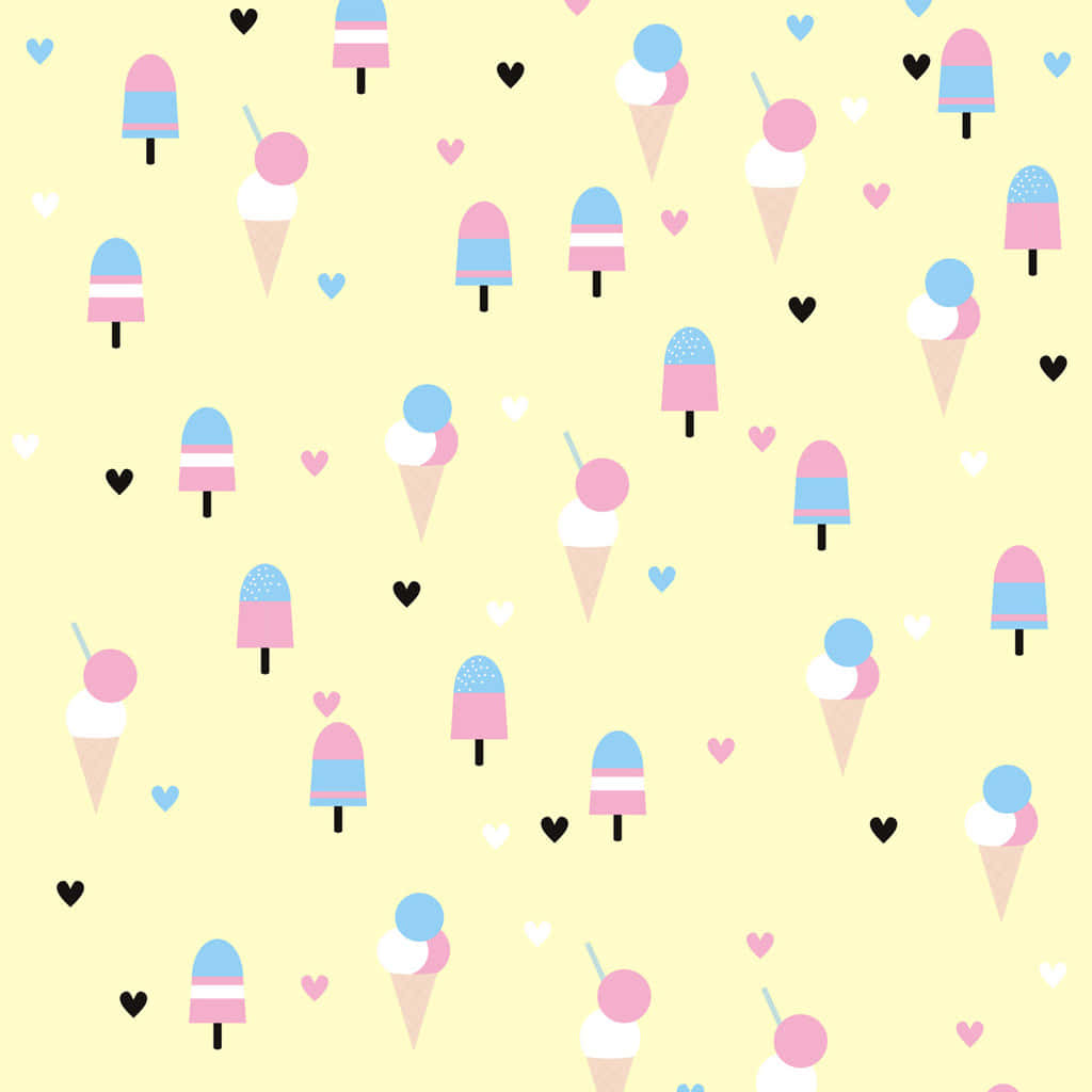 Sød is på pastelgul Wallpapers