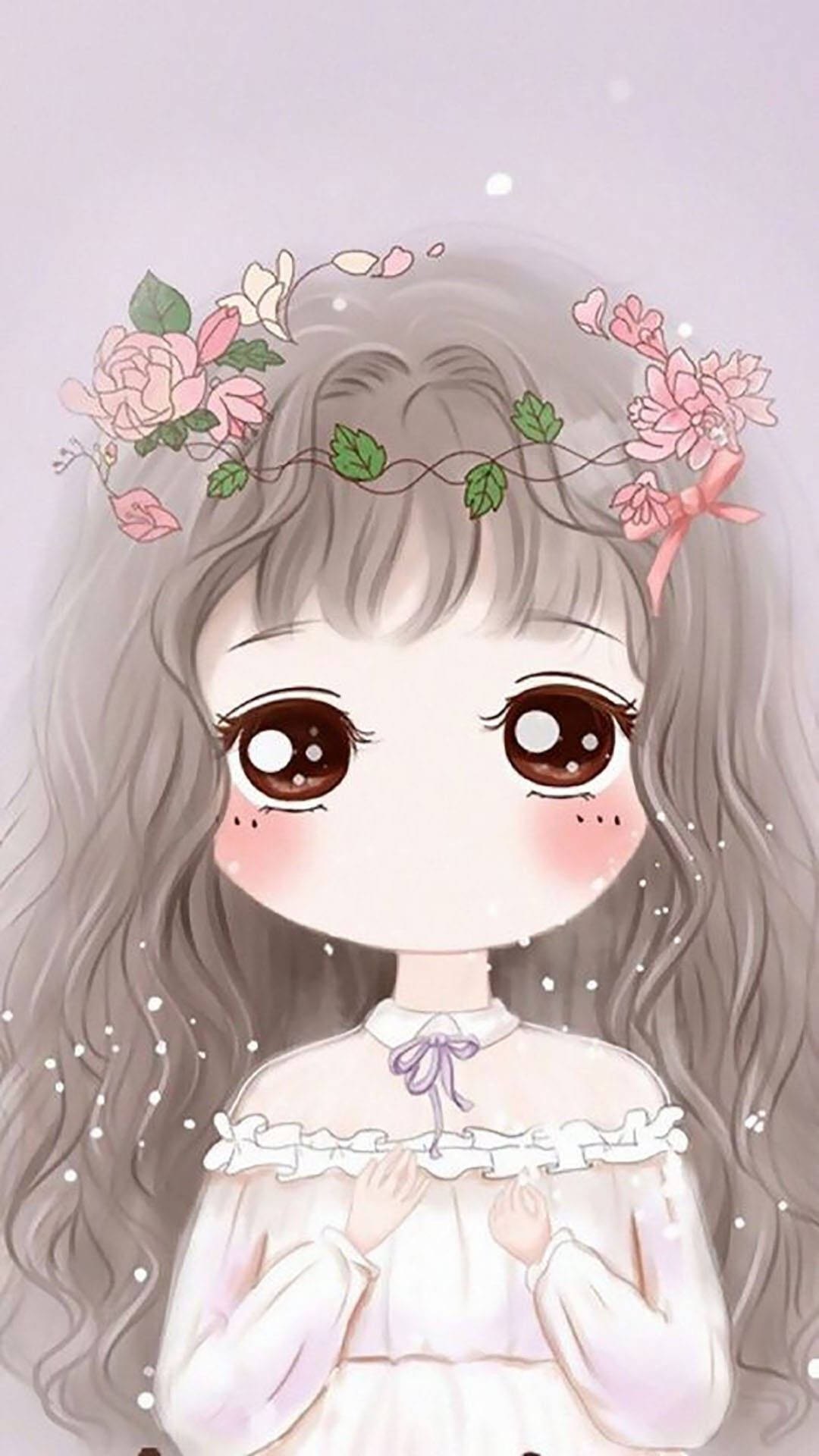 Sød kawaii blomsterkrans til piger Wallpapers