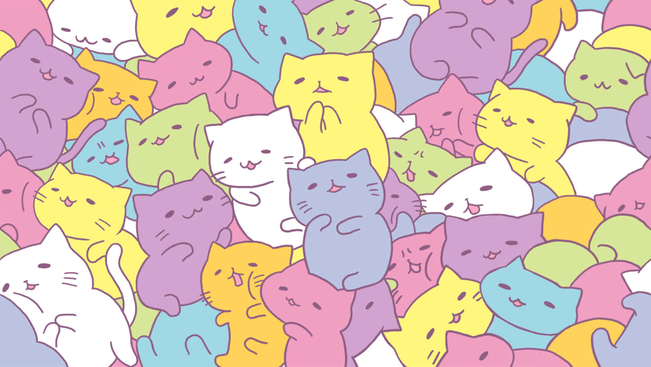 Sød kawaii bunke af katte Wallpapers