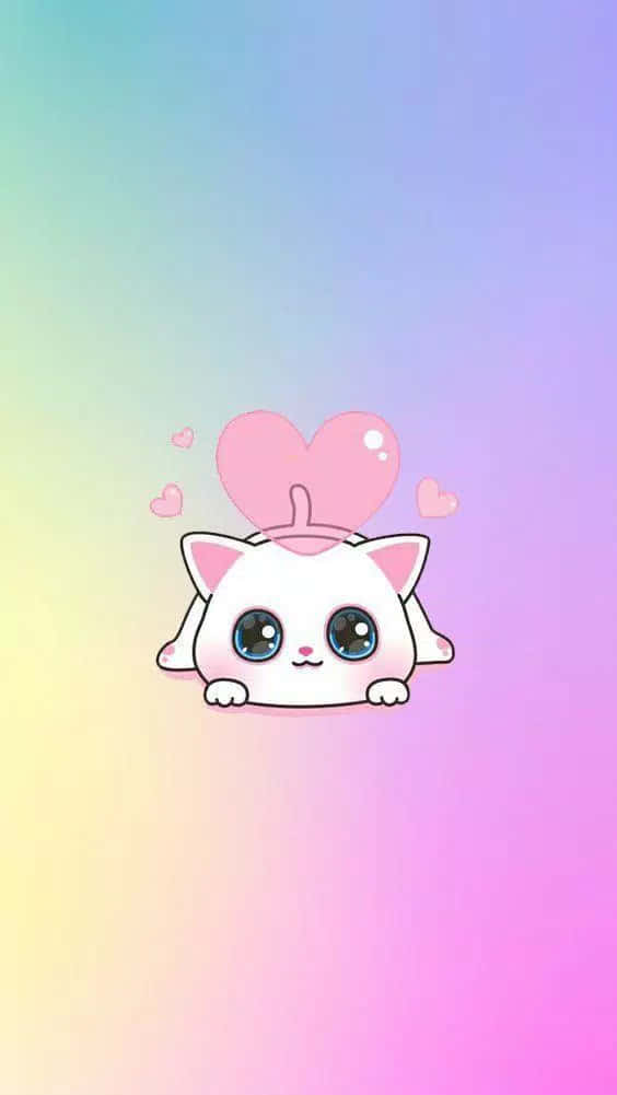 Sød kawaii elskelig katte tegneserie Wallpapers