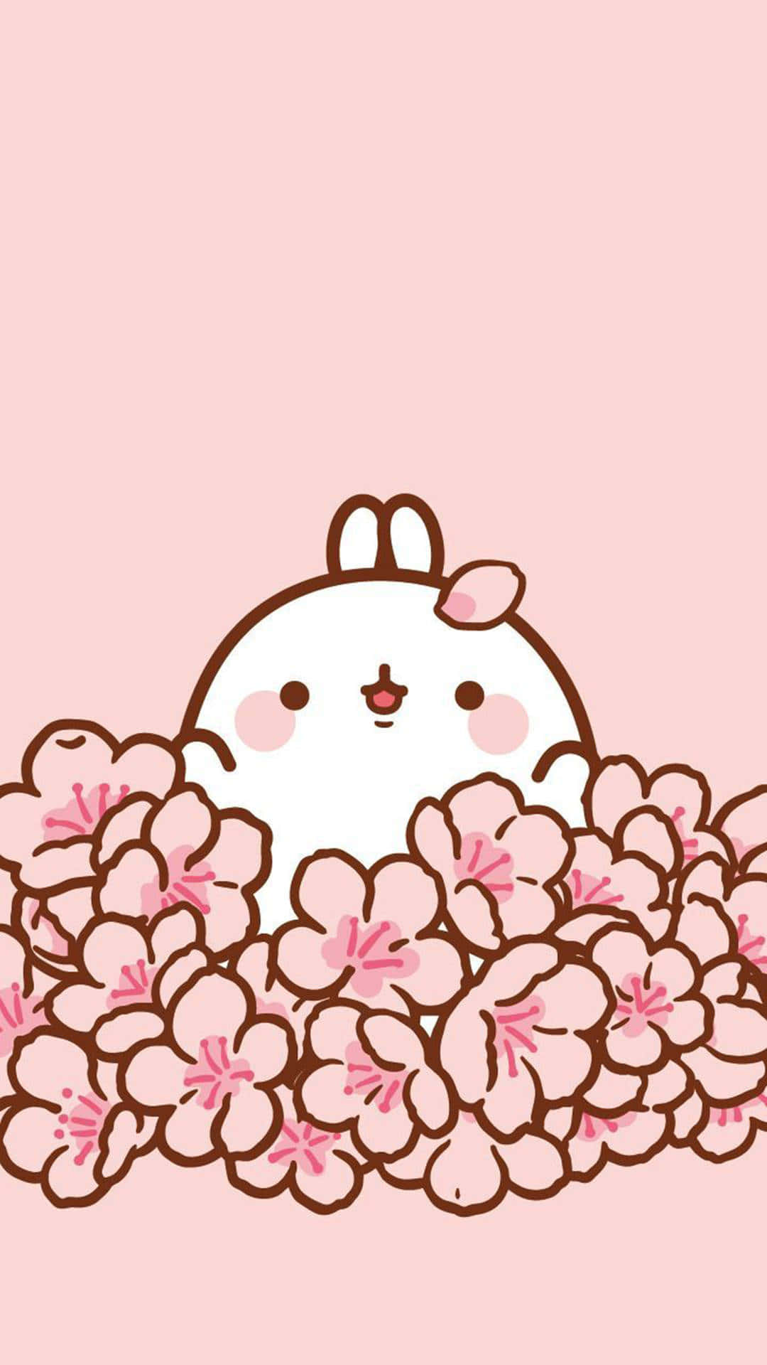 Sød Kawaii Molang med Blomster Wallpapers