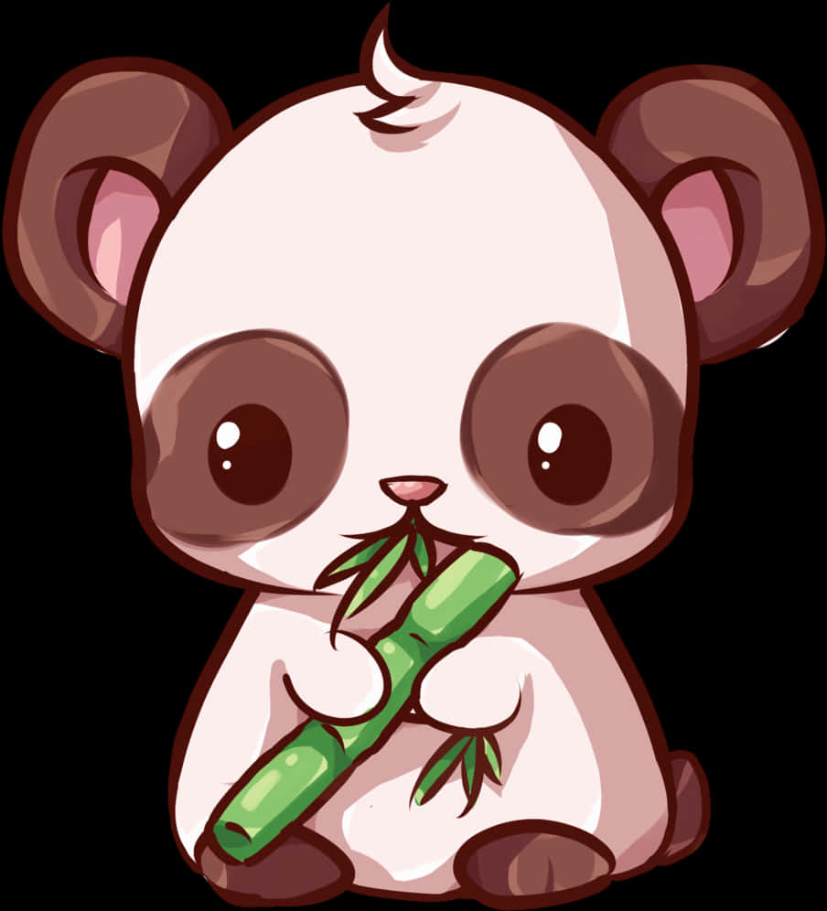 Sød Kawaii Panda med Bambus Wallpapers