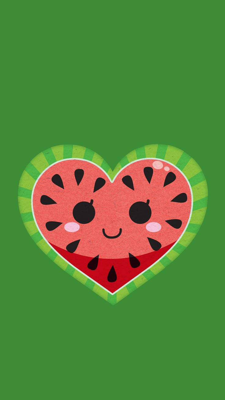 Sød kawaii vandmelonhjerte Wallpapers