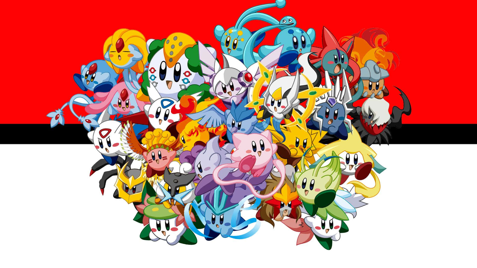 Sød Kirby-version Pokémon-baggrund Wallpapers