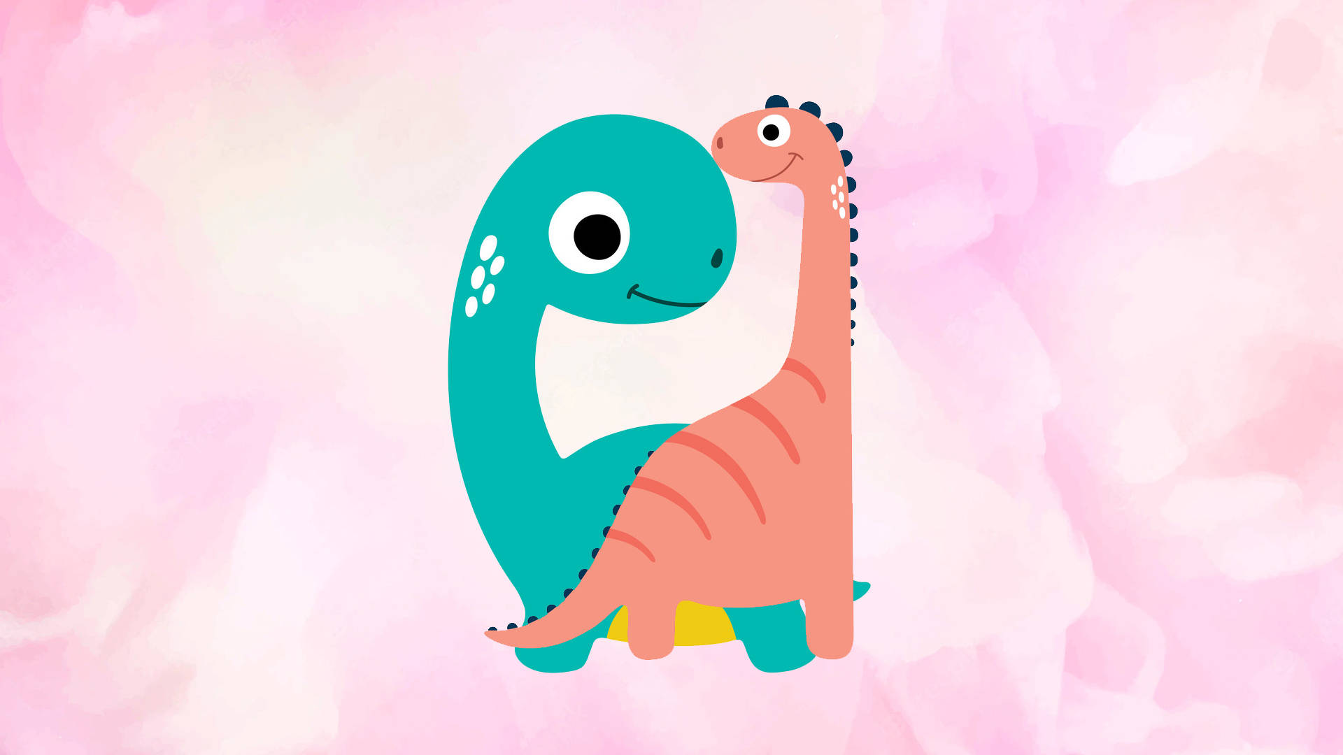 Sød lyserød dinosaurus tæt ven Wallpapers