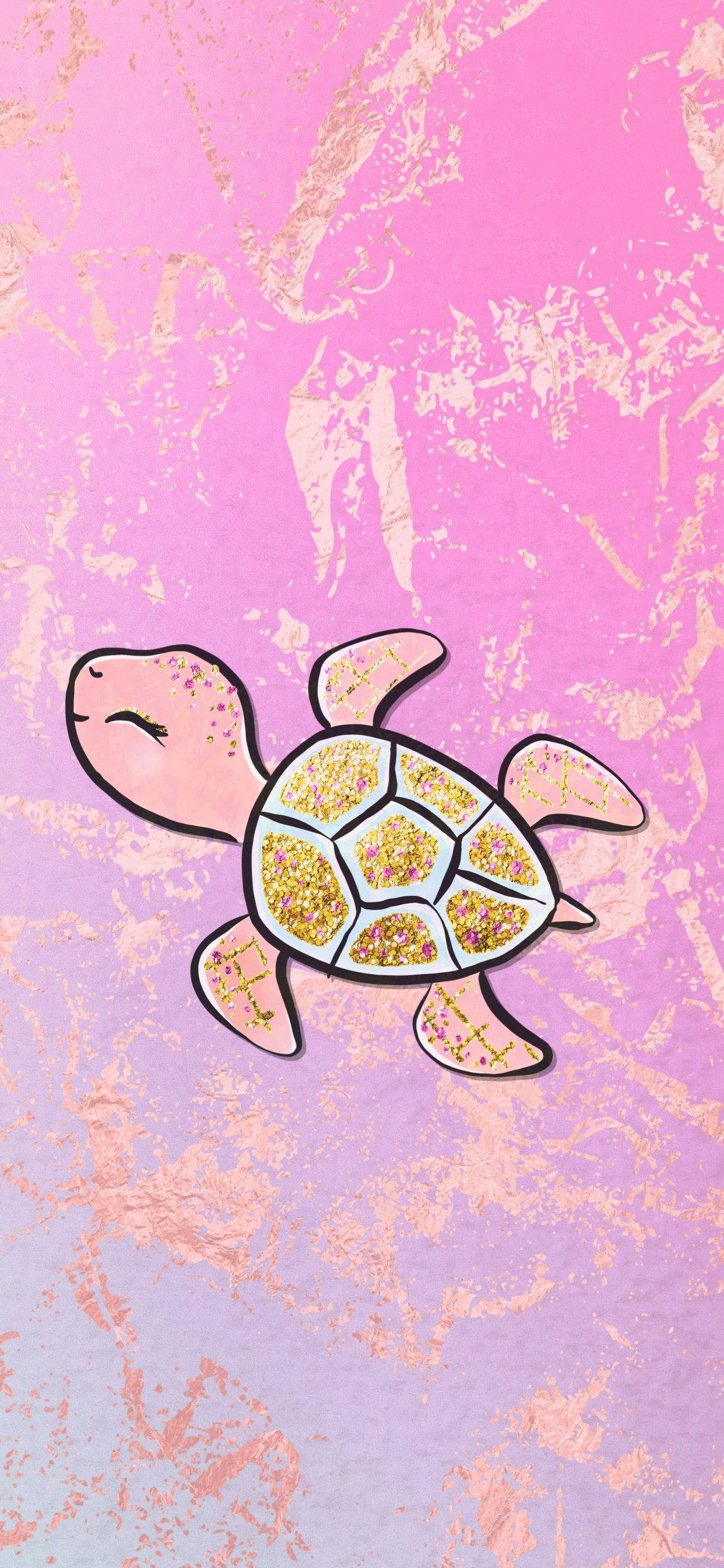 Sød lyserød glitrende skildpadde Wallpapers