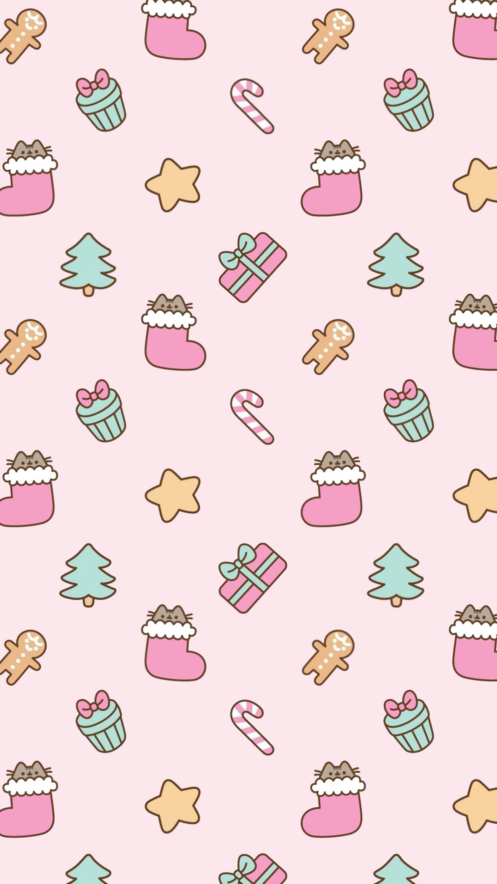 Sød lyserød julestemning Wallpapers