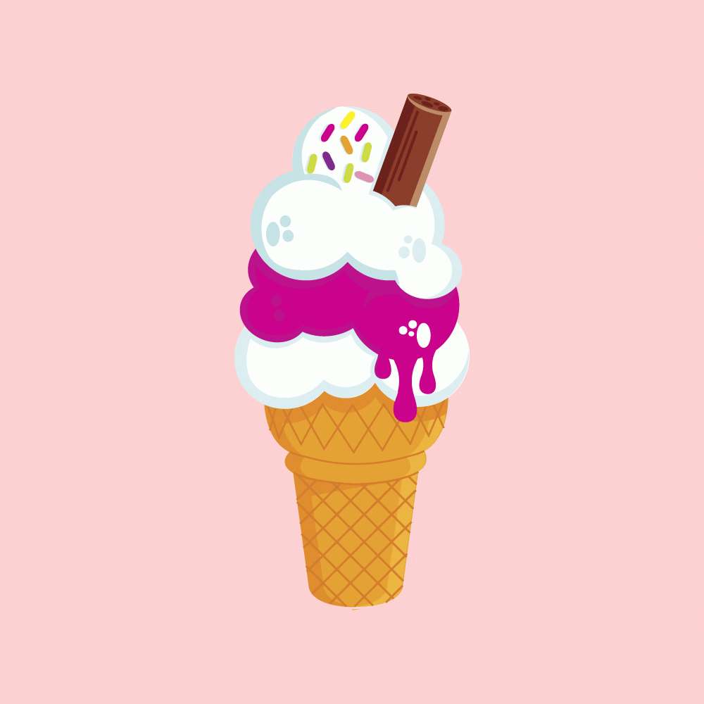 Sød lyserød og hvid is med vaffelstang Wallpapers