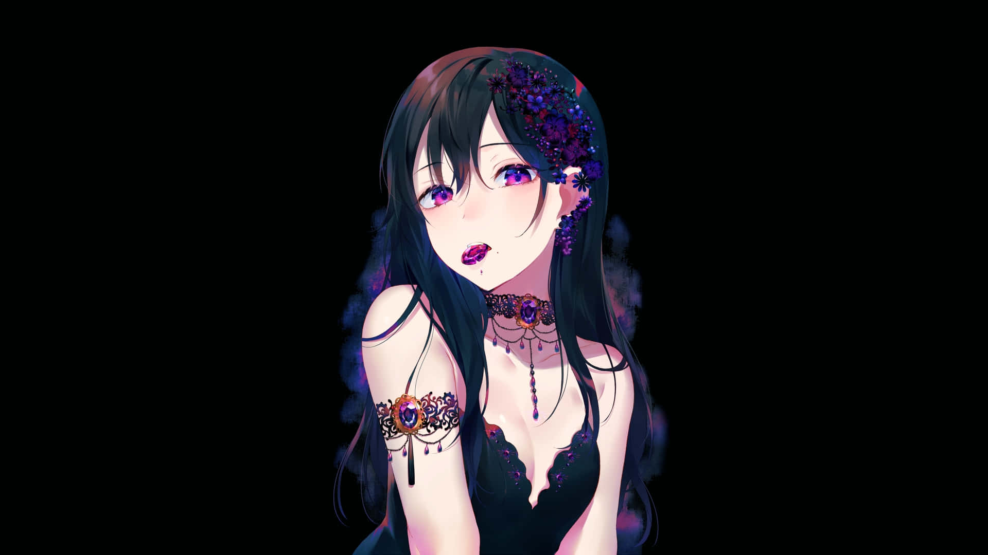 Sød mørk animepige Wallpapers