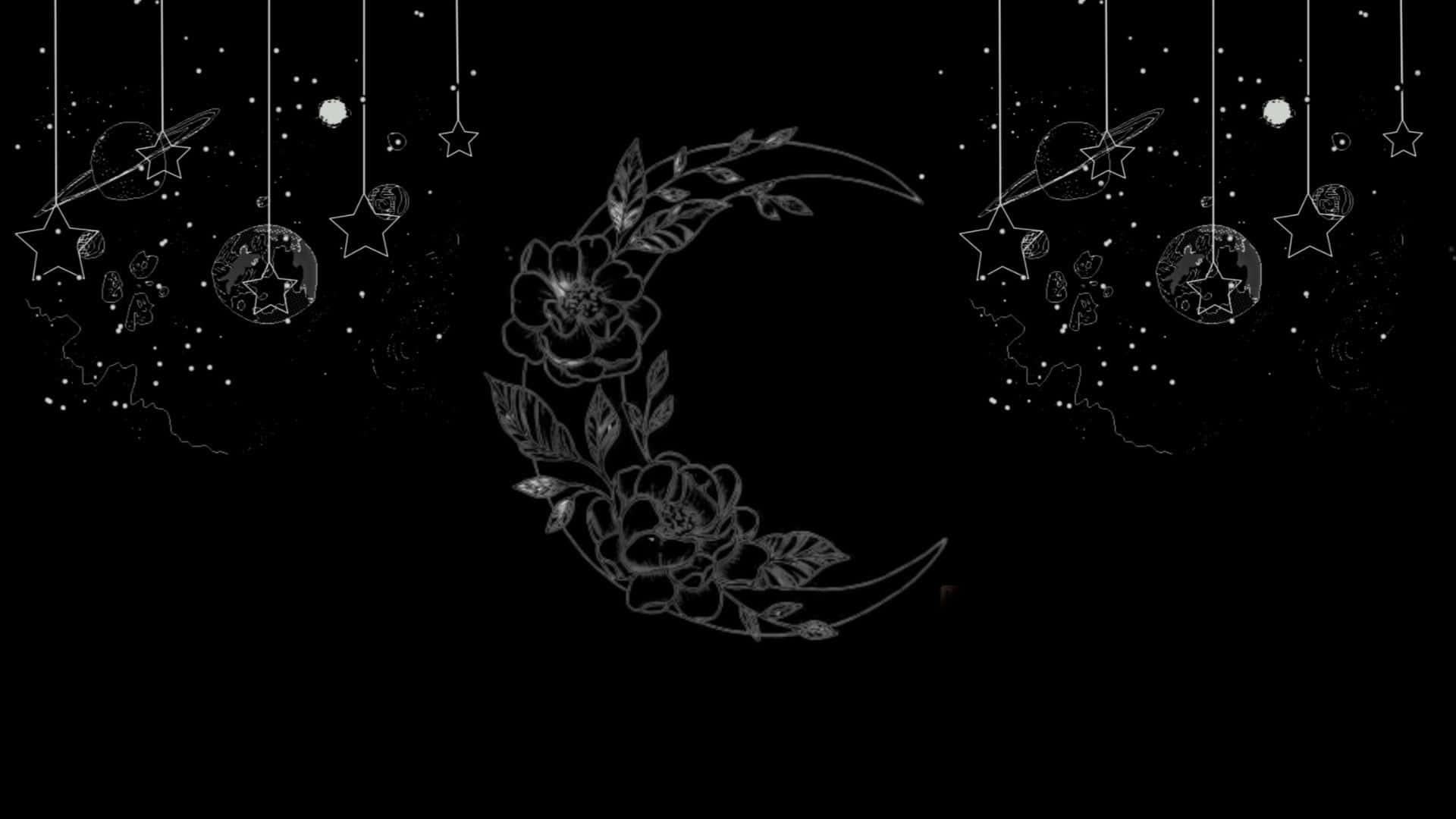 Sød mørk blomstret halvmåne Wallpapers