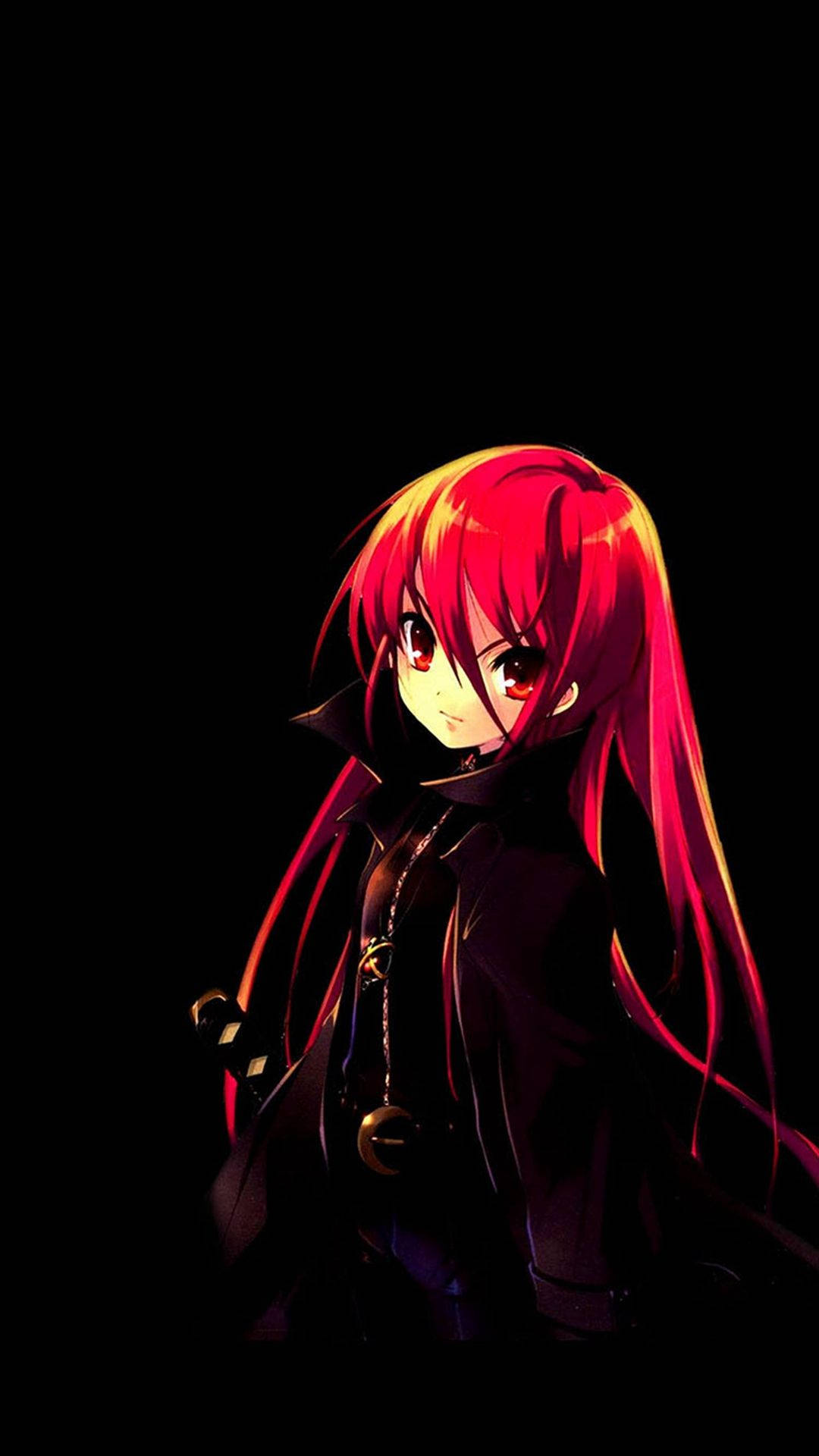 Sød mørkerød animepige Wallpapers