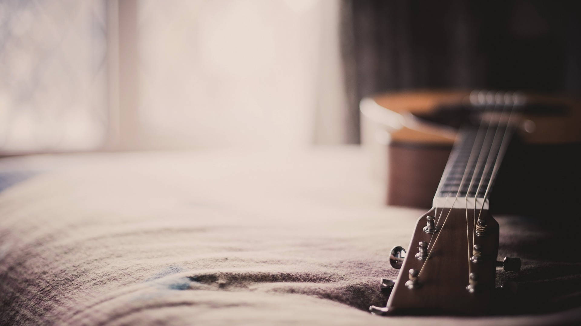 Sød musik beige og brun guitar Wallpapers
