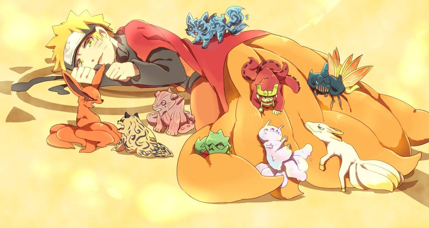 Sød Naruto med ni-halede dyr Wallpapers