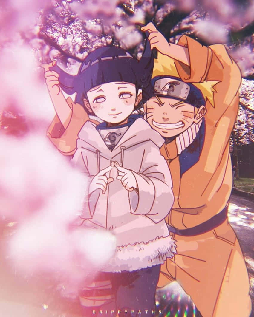 Sød Naruto og Hinata i Kirsebærparken Wallpapers