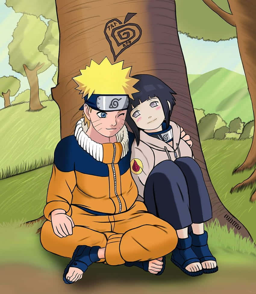 Sød Naruto og Hinata på parkdate Wallpapers