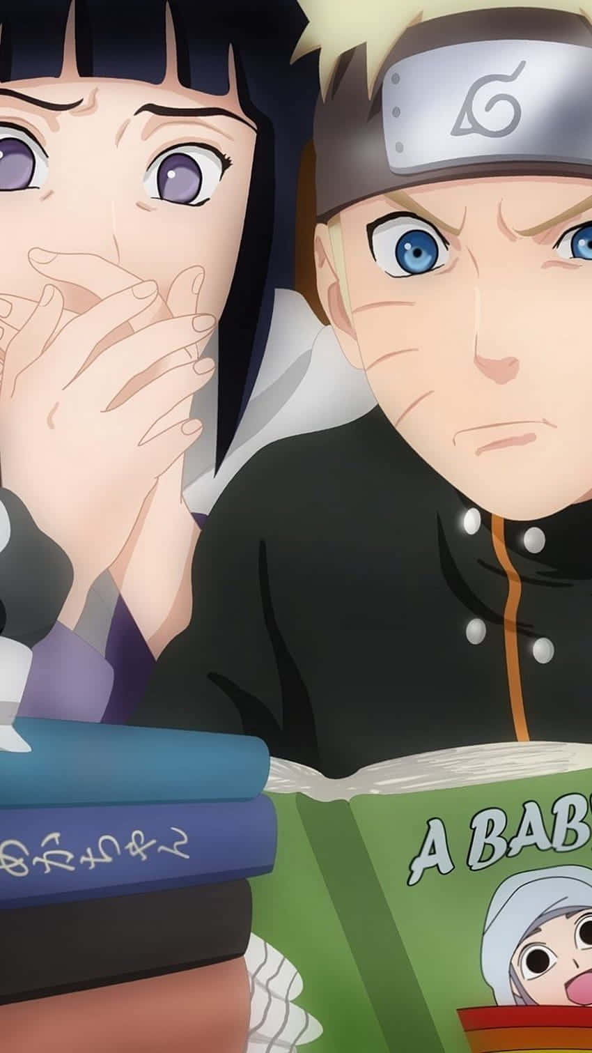 Sød Naruto og Hinata læser en bog Wallpapers