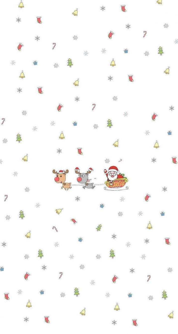 Sød og enkel jule-iPhone med julemand og rensdyr Wallpapers
