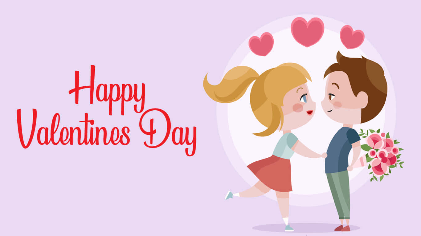 Sød og glad Valentinsdag vektor-tegneserie Wallpapers