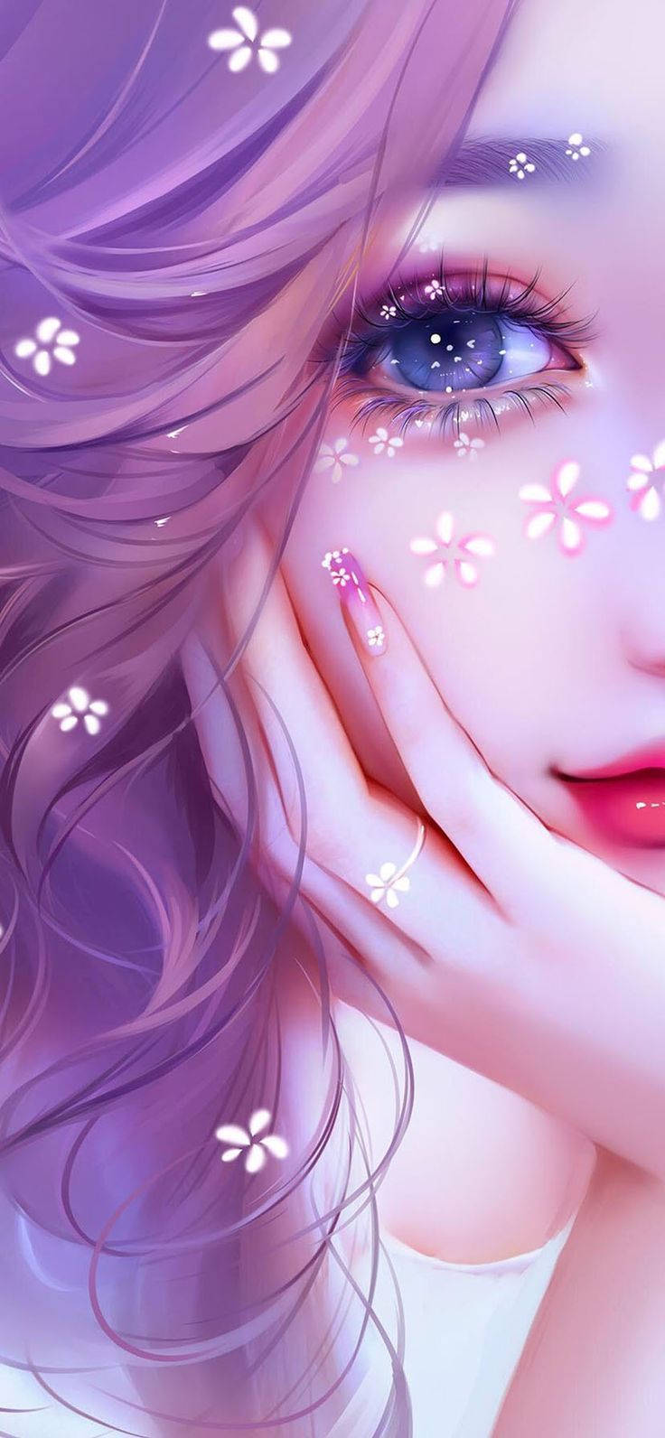 Sød og kawaii pige med blomsteraccessories Wallpapers