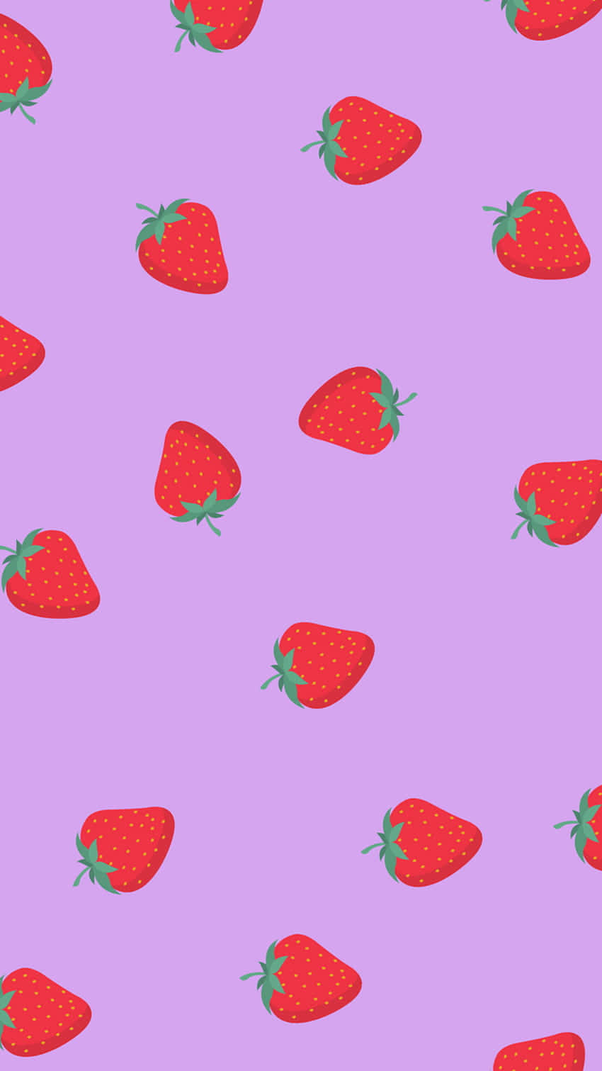 Sød pastel jordbærmønster på lilla baggrund Wallpapers