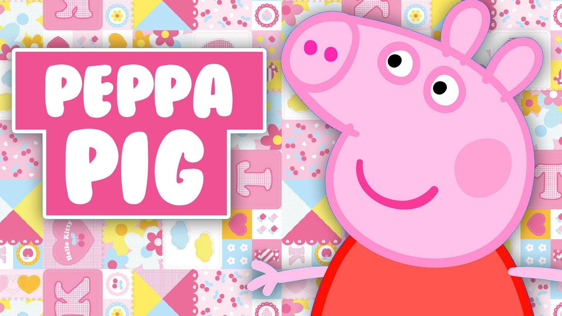 Sød Peppa Pig-tablet vist på Hello Kitty-baggrund Wallpapers