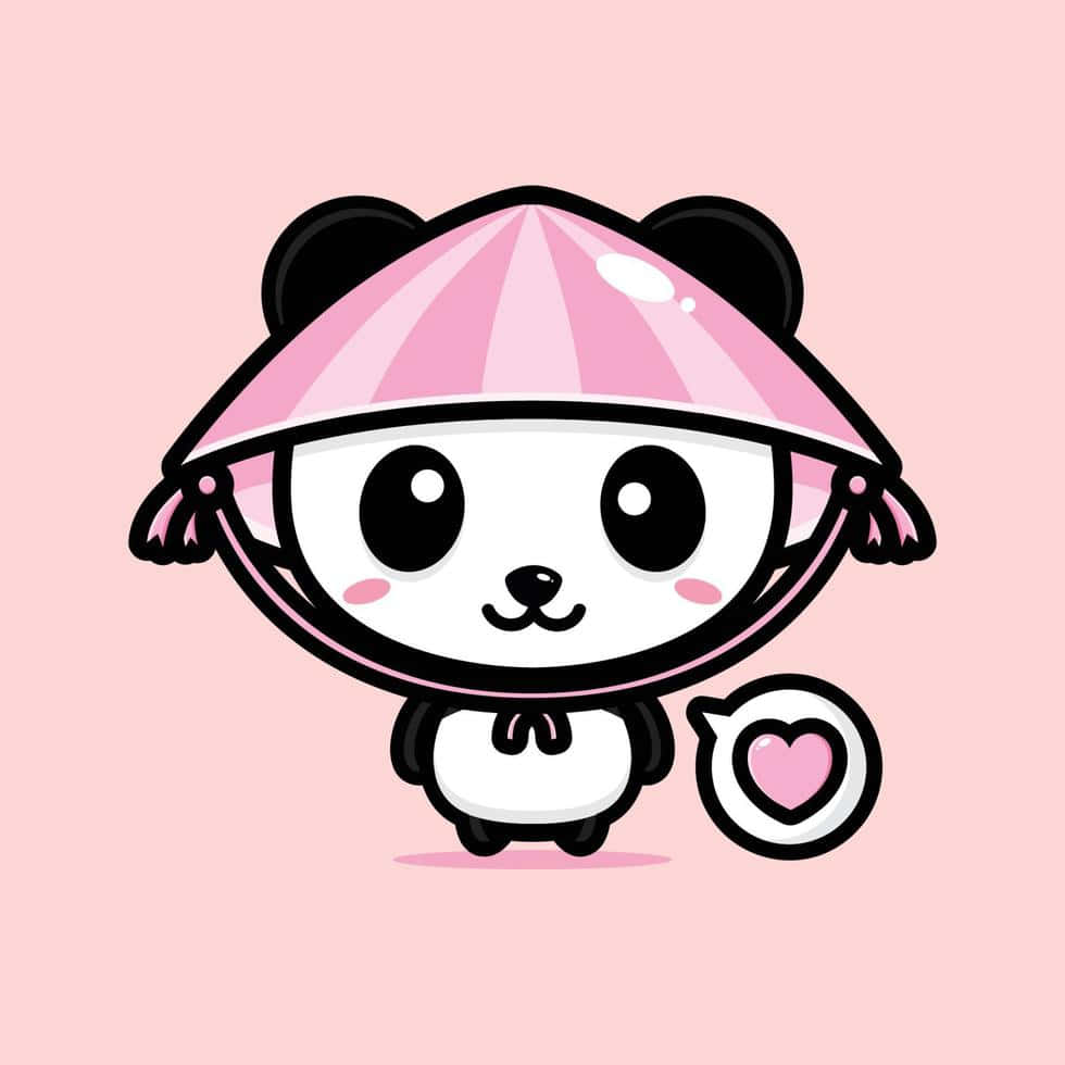 Sød pigepanda med bondhat Wallpapers