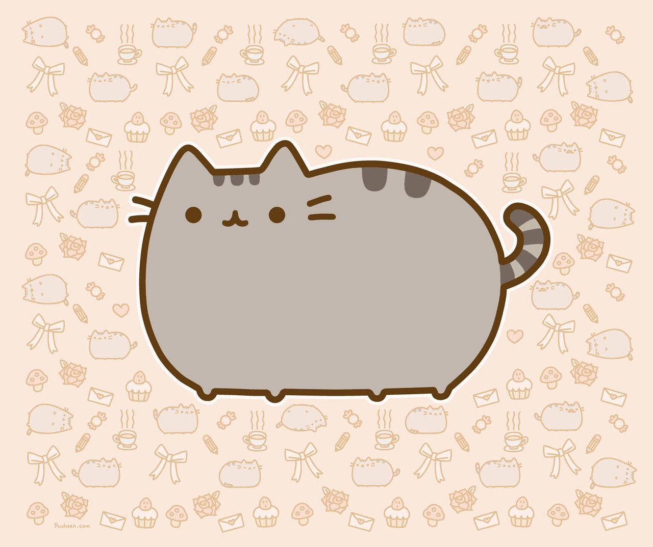 Sød Pusheen-kat på iPad Wallpapers