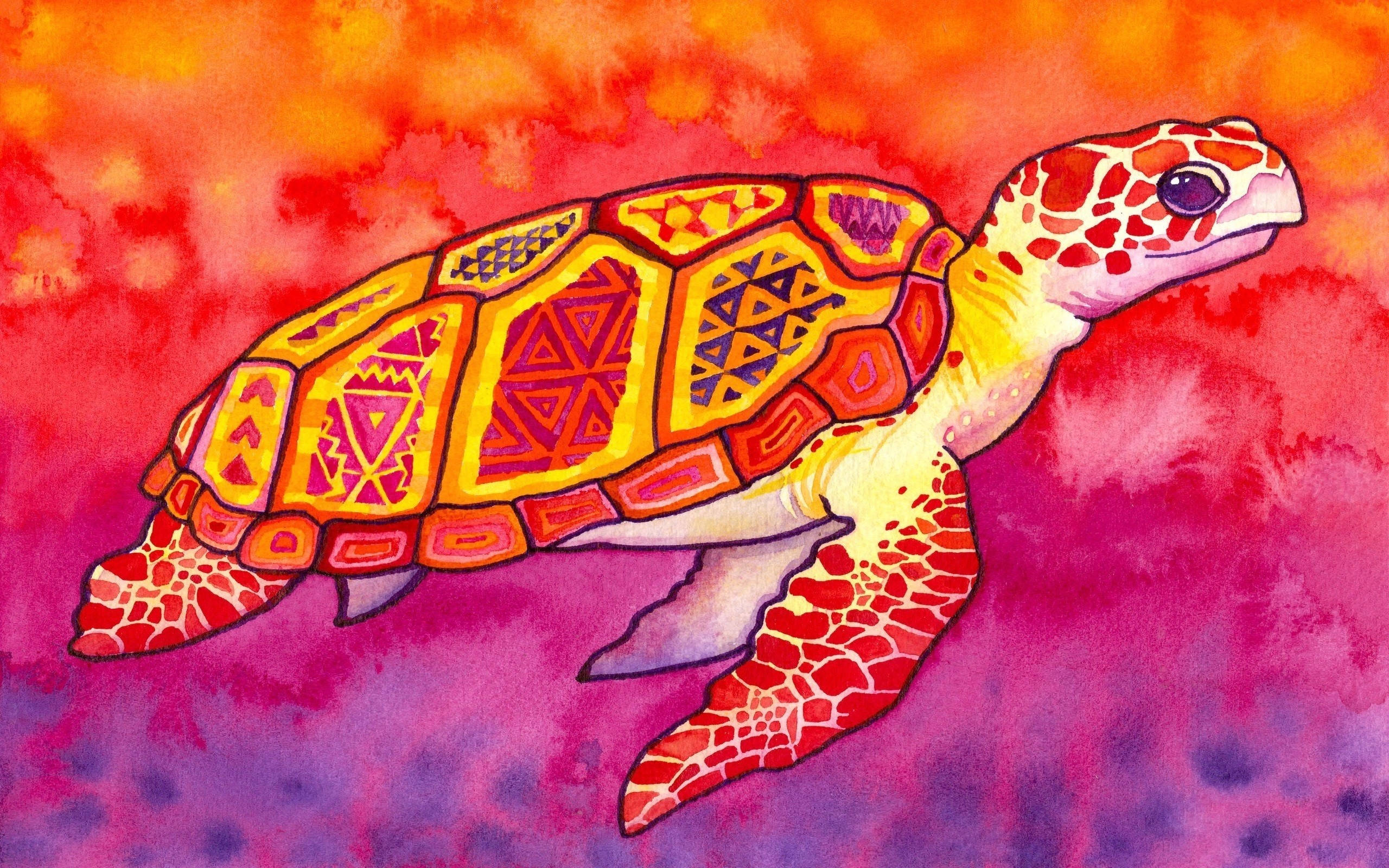 Sød skildpadde med rødt mønster Wallpapers
