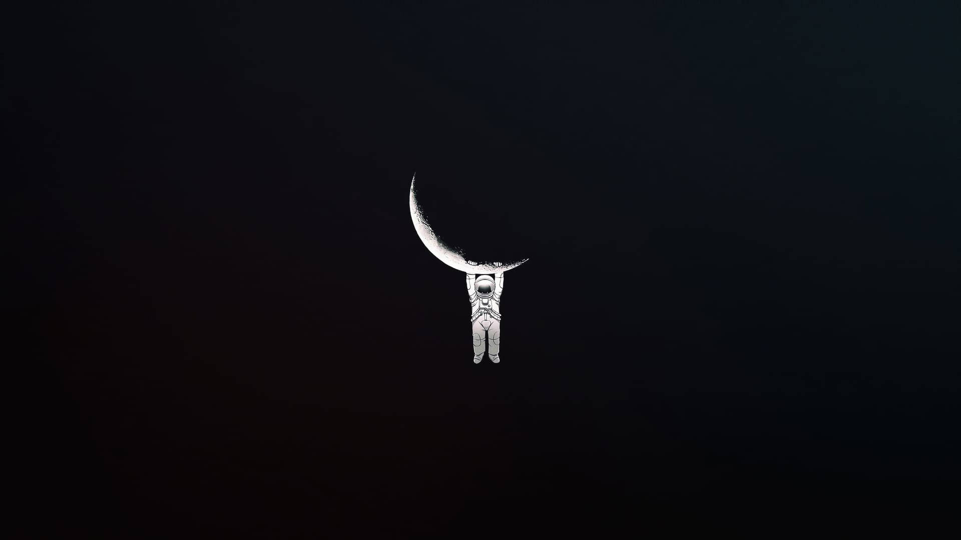Sød sort astronaut og måne Wallpapers