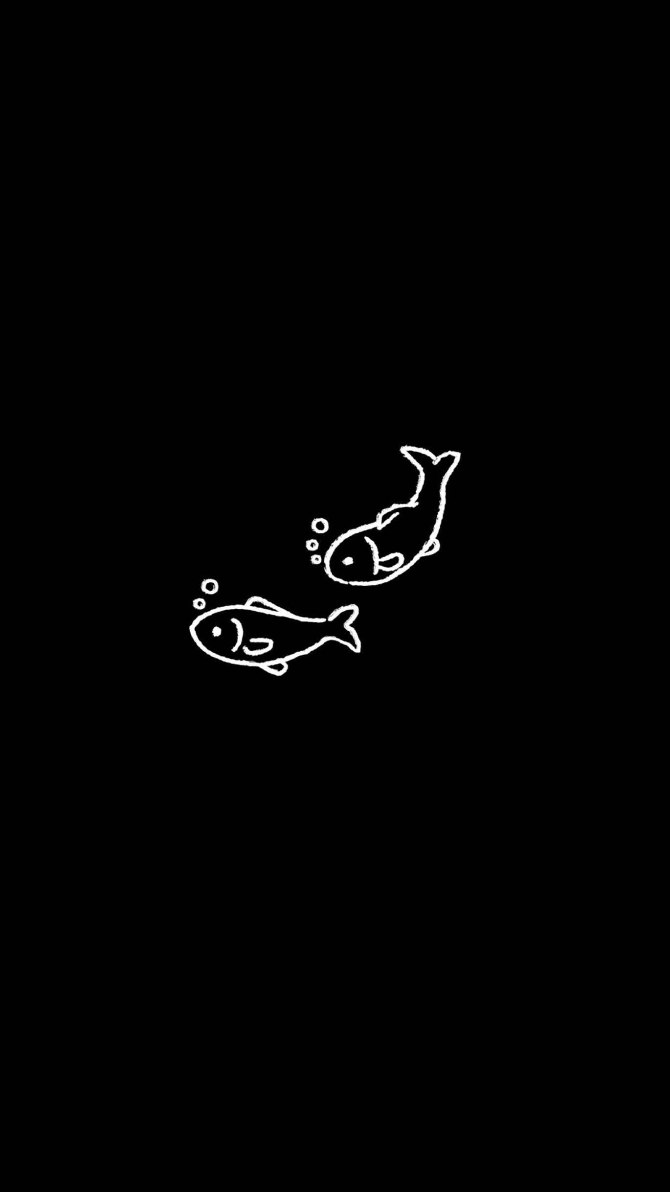Sød sort fisketegning Wallpapers