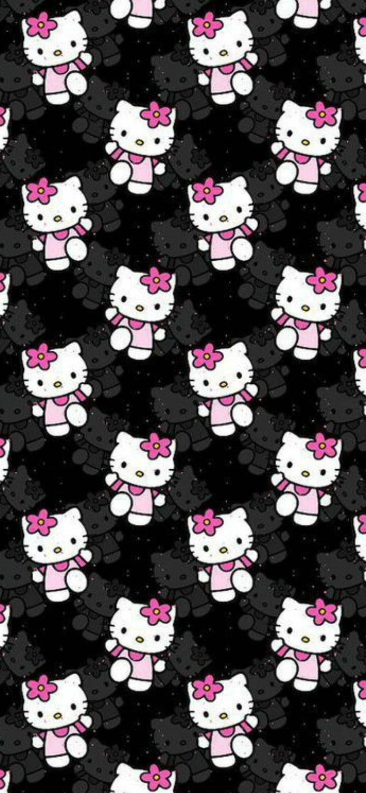 Sød Sort Hello Kitty Design Wallpapers