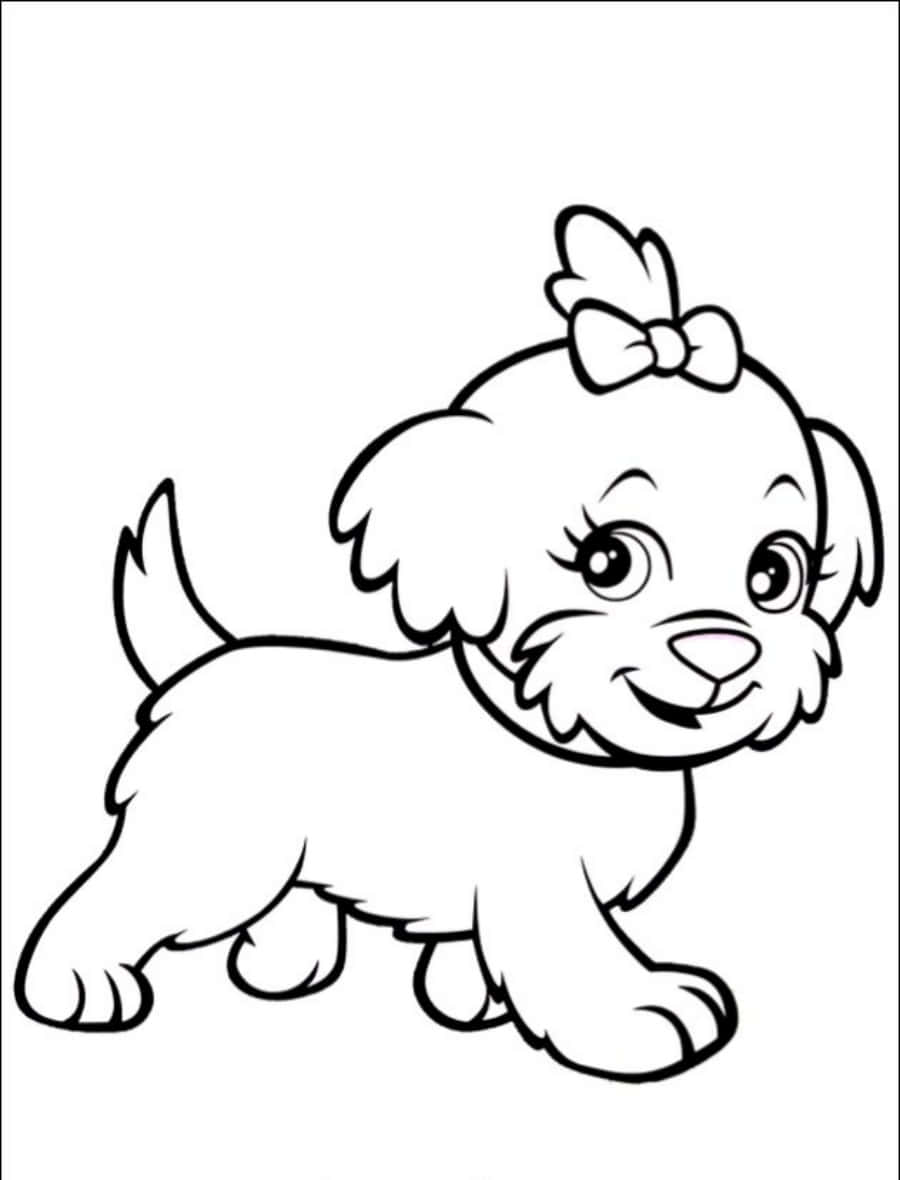 Sød tegneseriehund til maleaktivitet Wallpapers