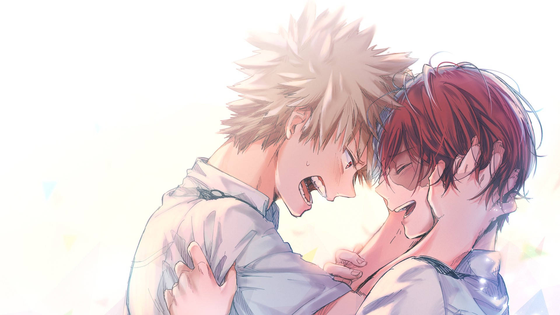 Sød Todoroki og Bakugo i hvidt Wallpapers