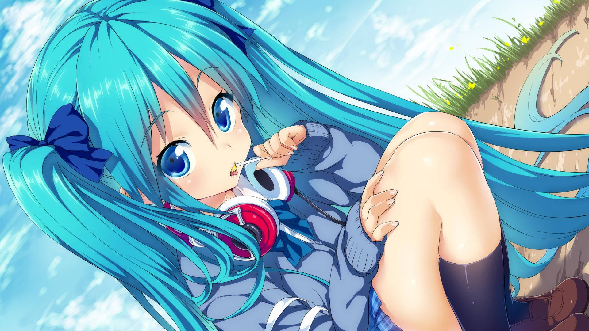 Søde animefigurer med en slikkepind Wallpapers