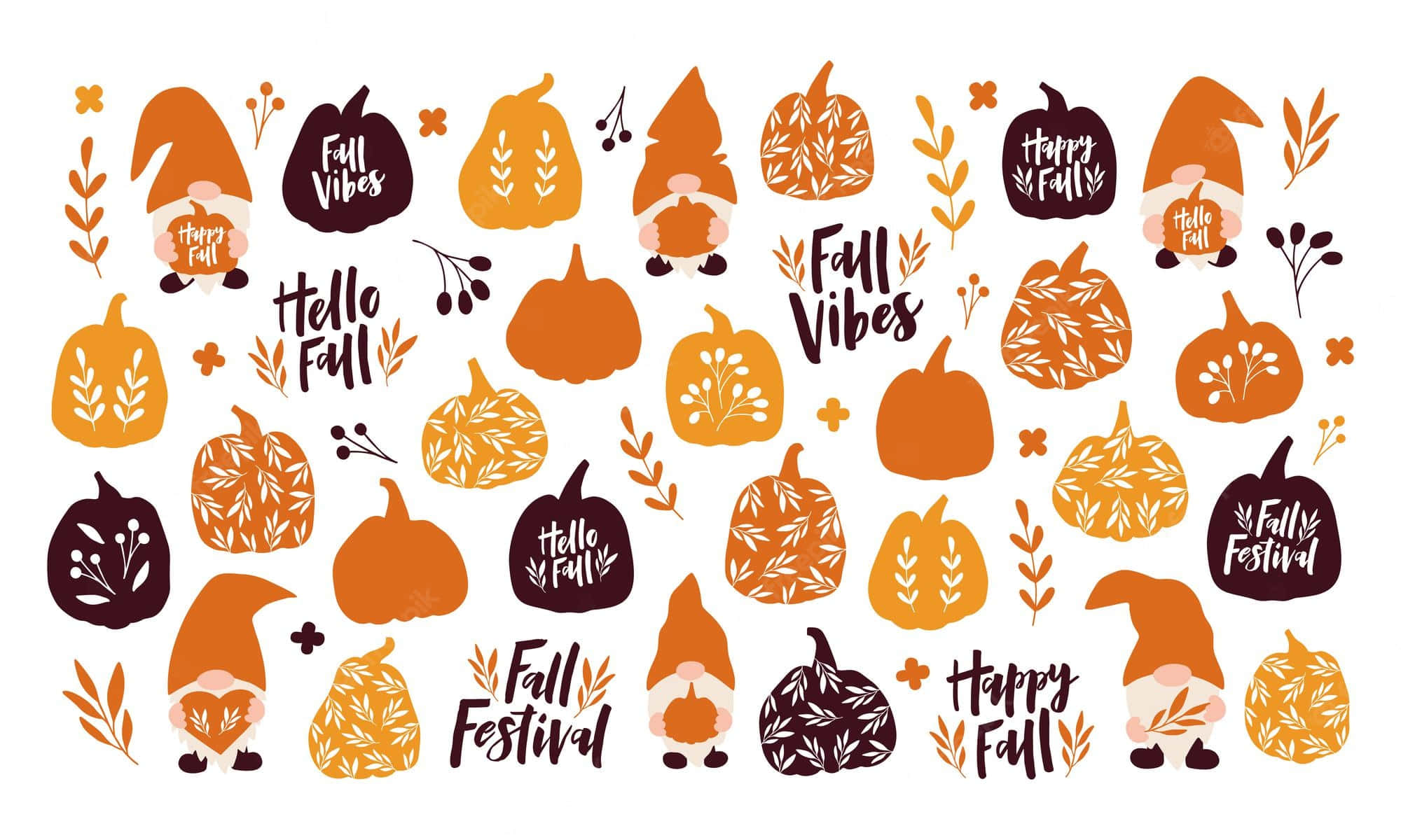 Søde efterårspatterns Halloween illustration Wallpapers