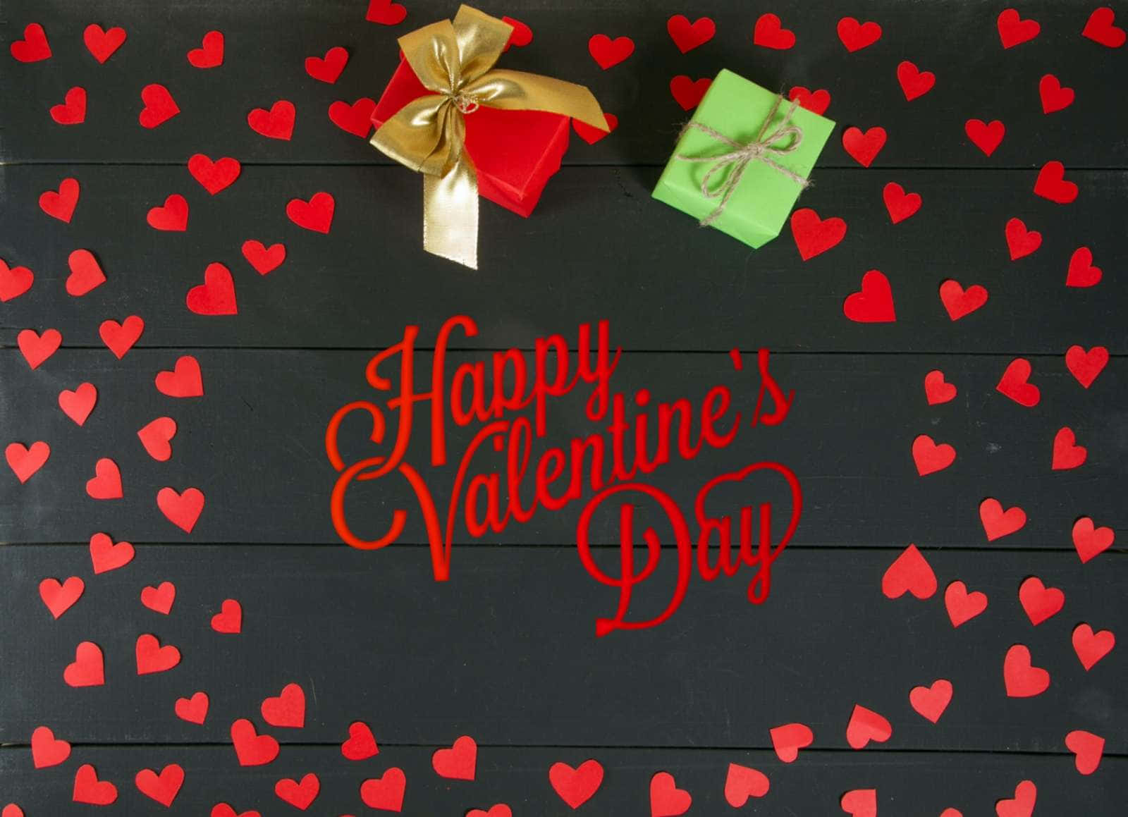 Søde glade Valentinsdag papirhjerter fladt layout Wallpapers