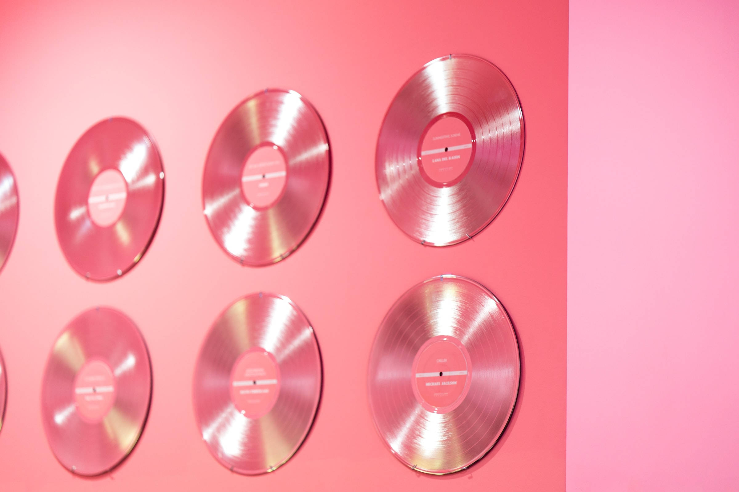 Søde lyserøde musikvinylplader i æstetisk stil Wallpapers