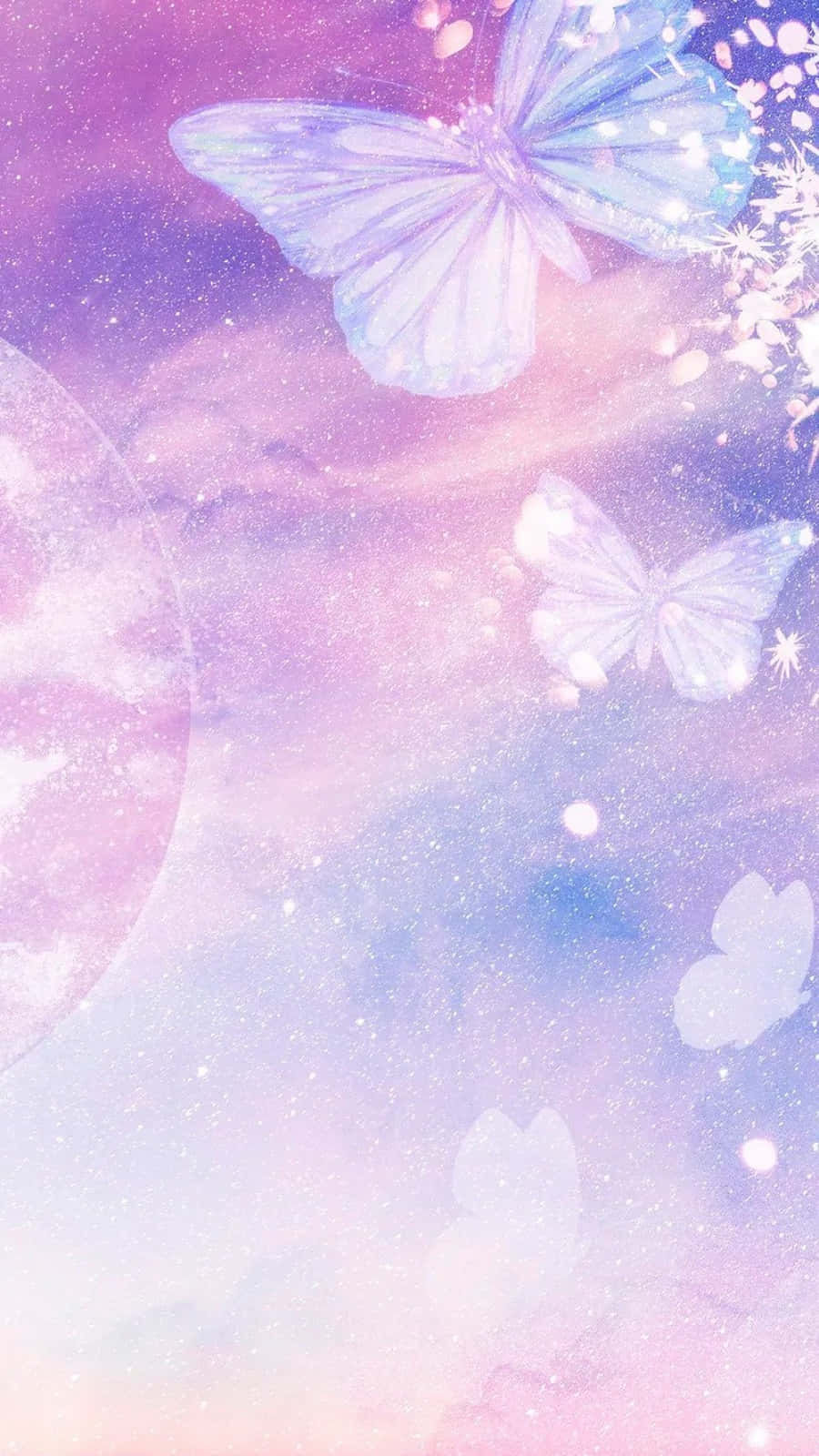 Søde lyserøde lilla glitrende sommerfugle Wallpapers